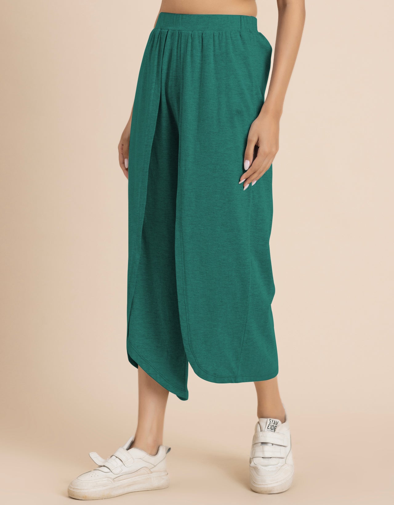 Solid Tulip Pants Jersey Crop Pants for Women
