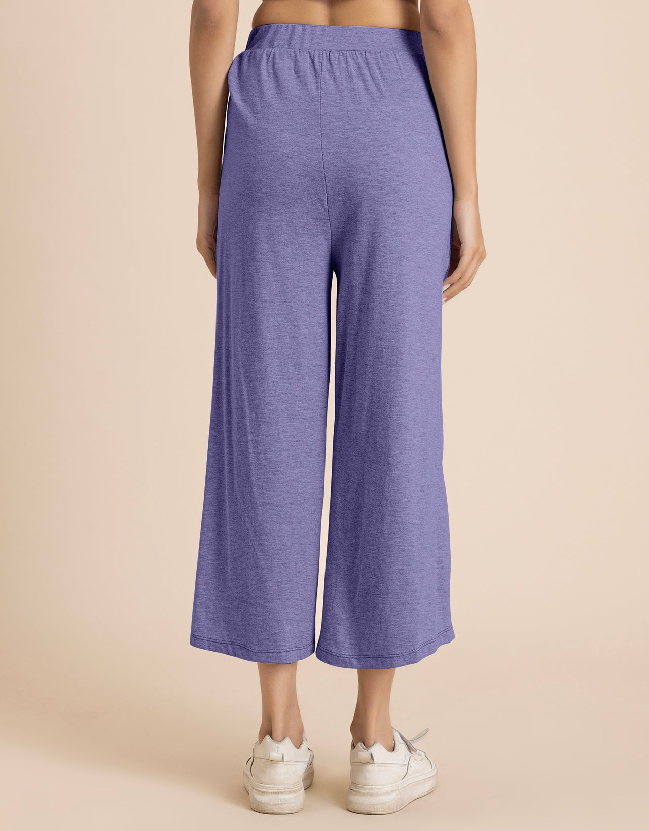 Solid Tulip Pants Jersey Crop Pants for Women