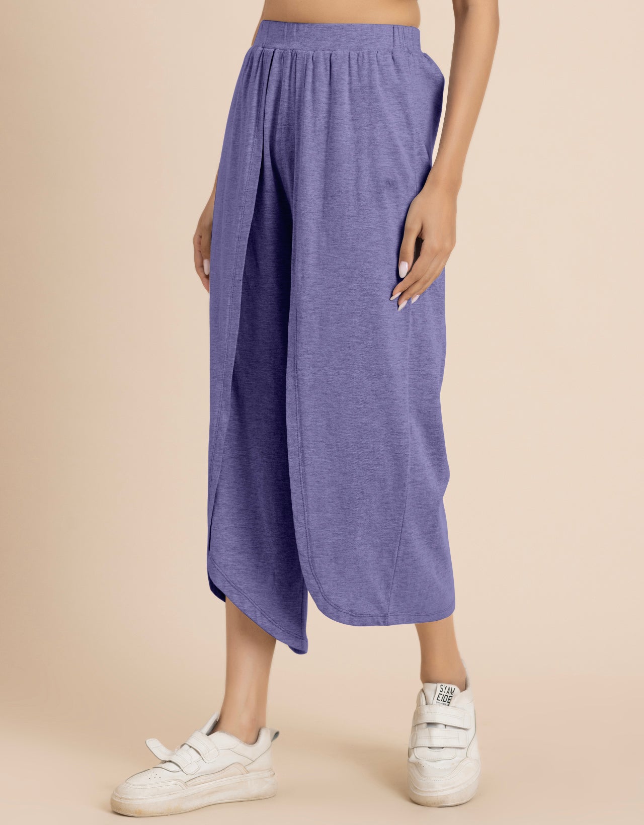 Solid Tulip Pants Jersey Crop Pants for Women