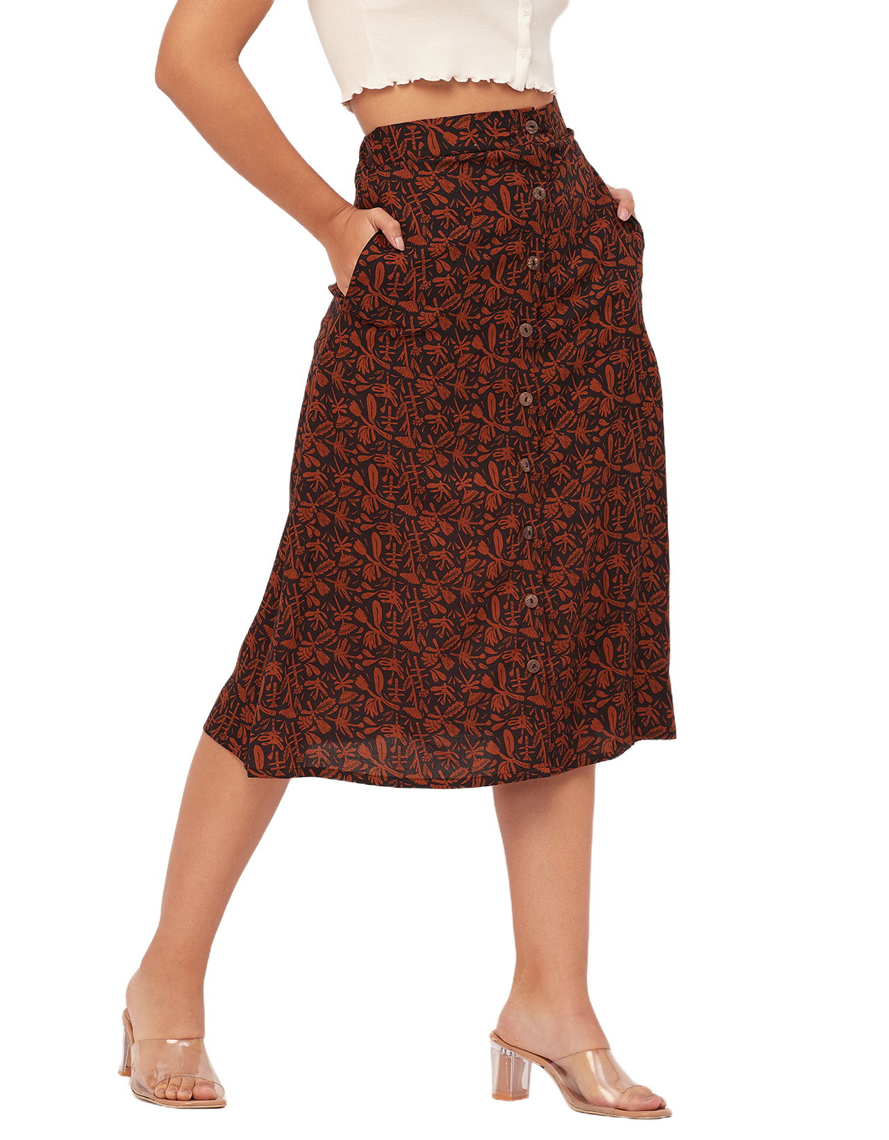 A-Line Skirt, Buttoned Midi