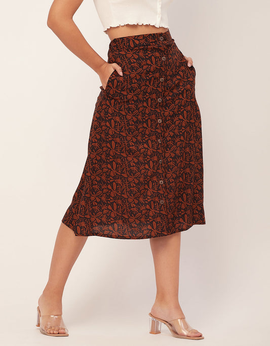 A-Line Skirt, Buttoned Midi