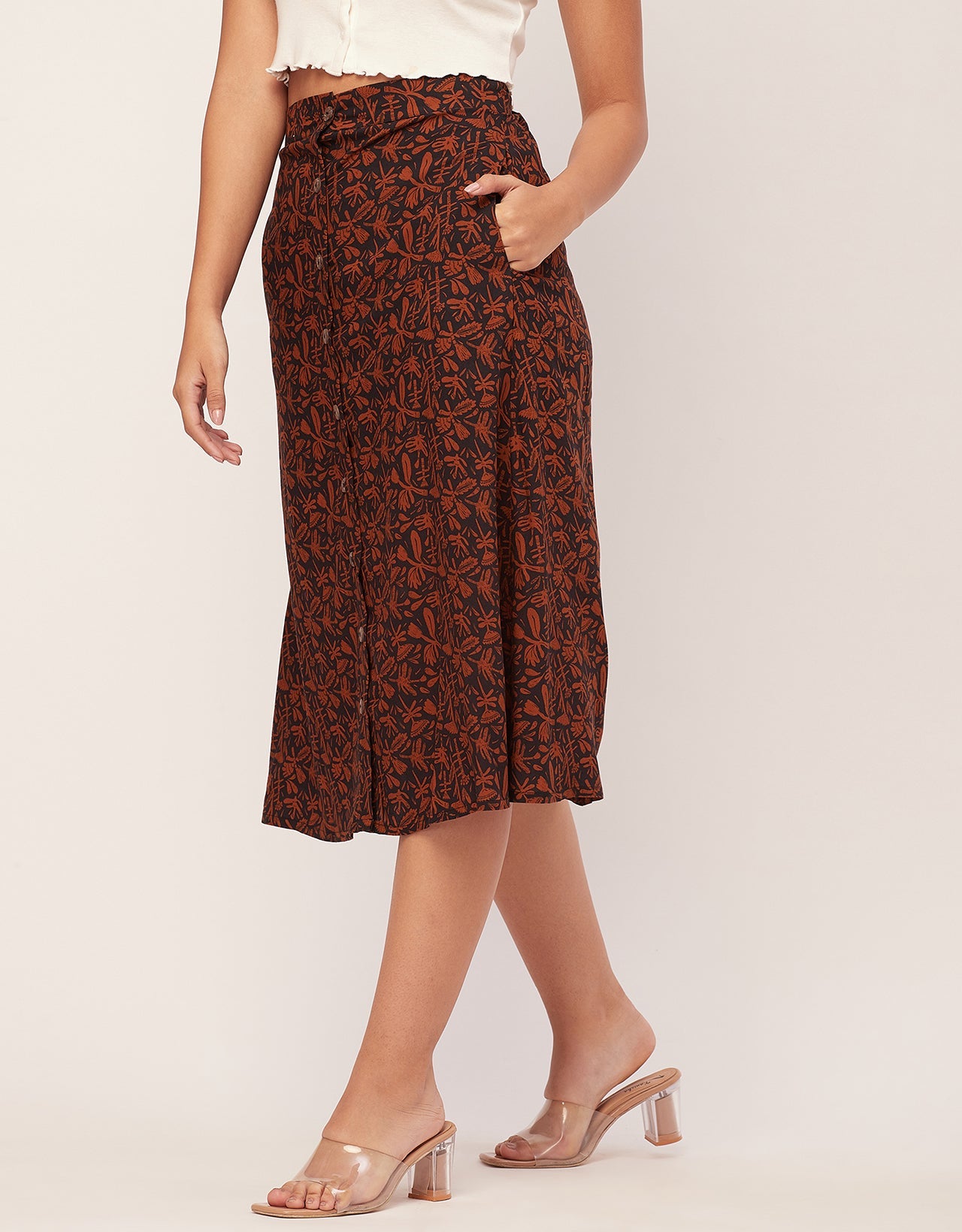A-Line Skirt, Buttoned Midi
