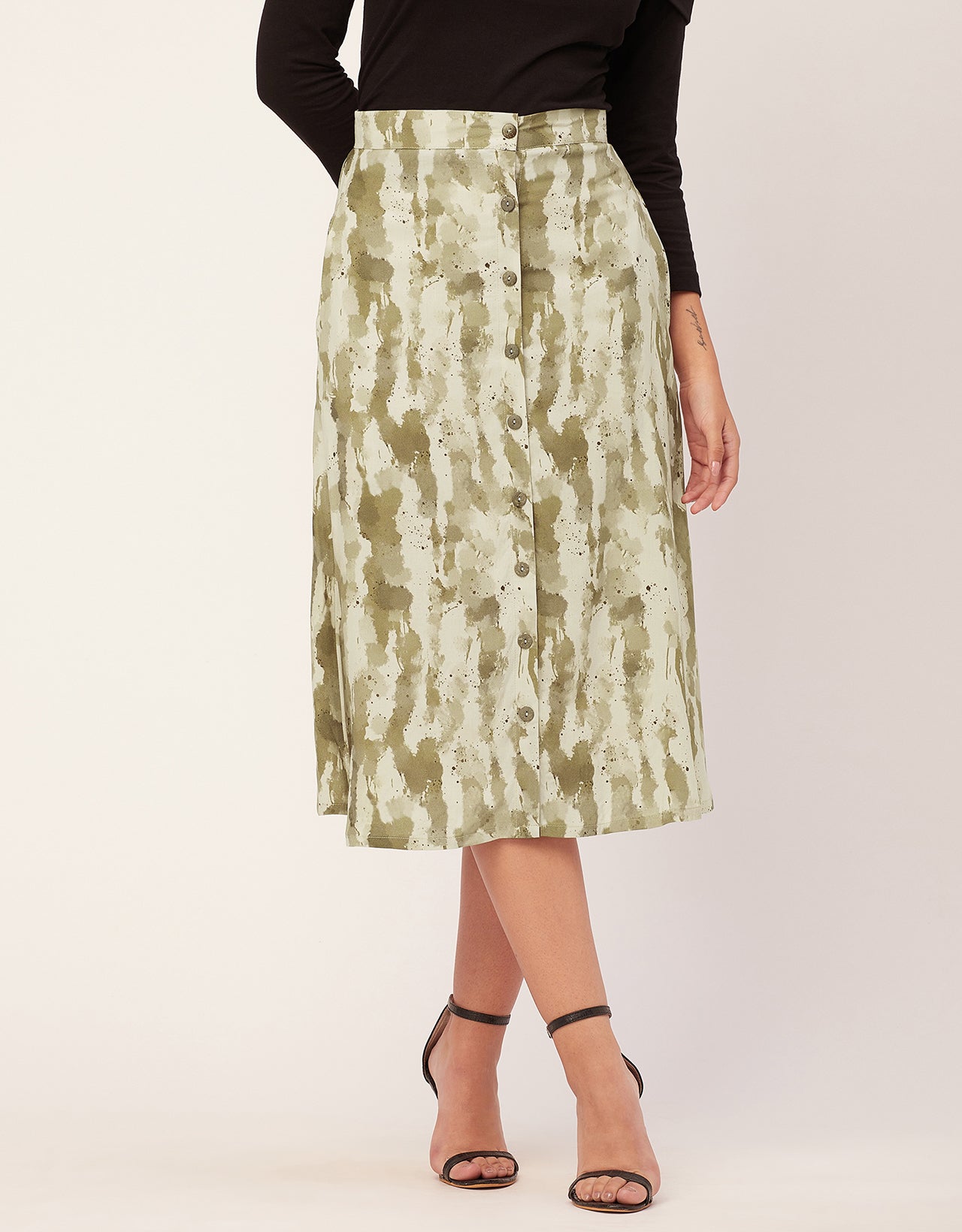A-Line Skirt, Buttoned Midi