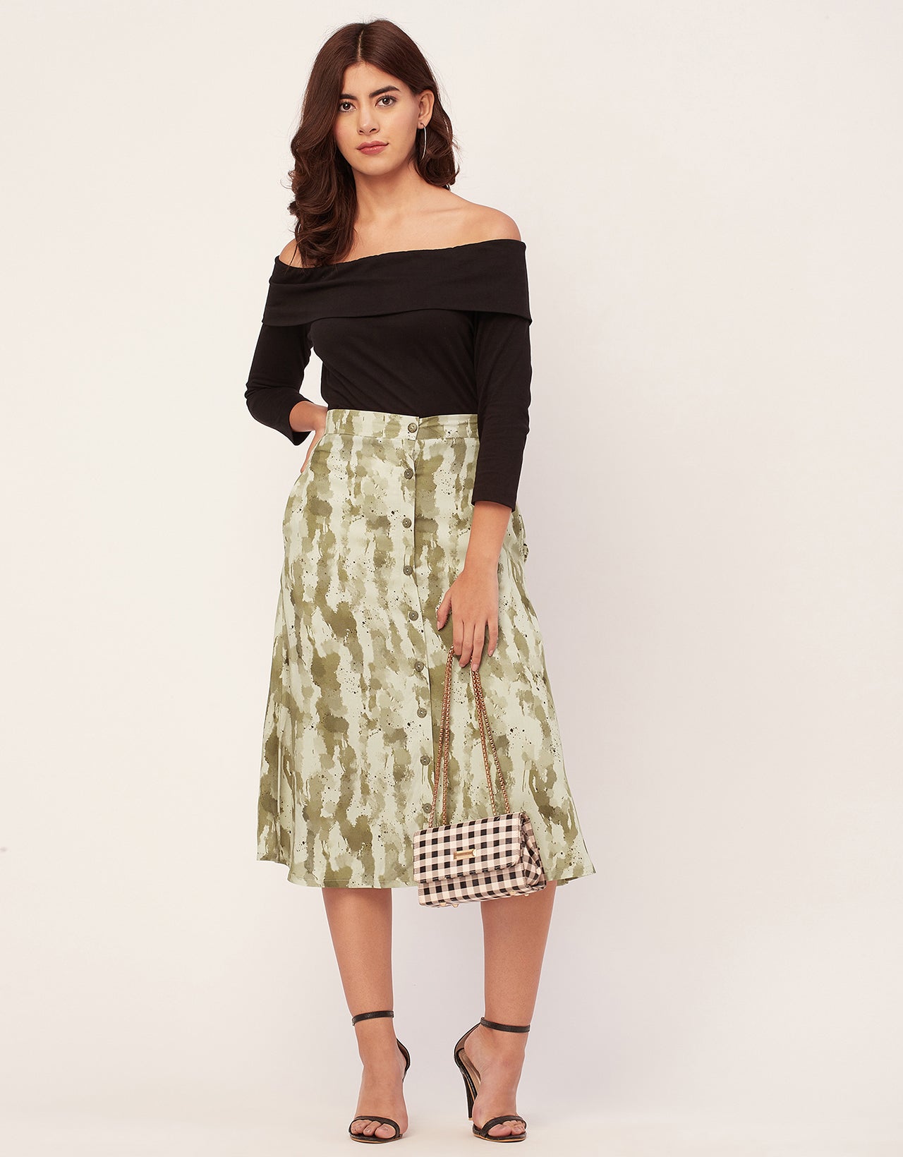 A-Line Skirt, Buttoned Midi