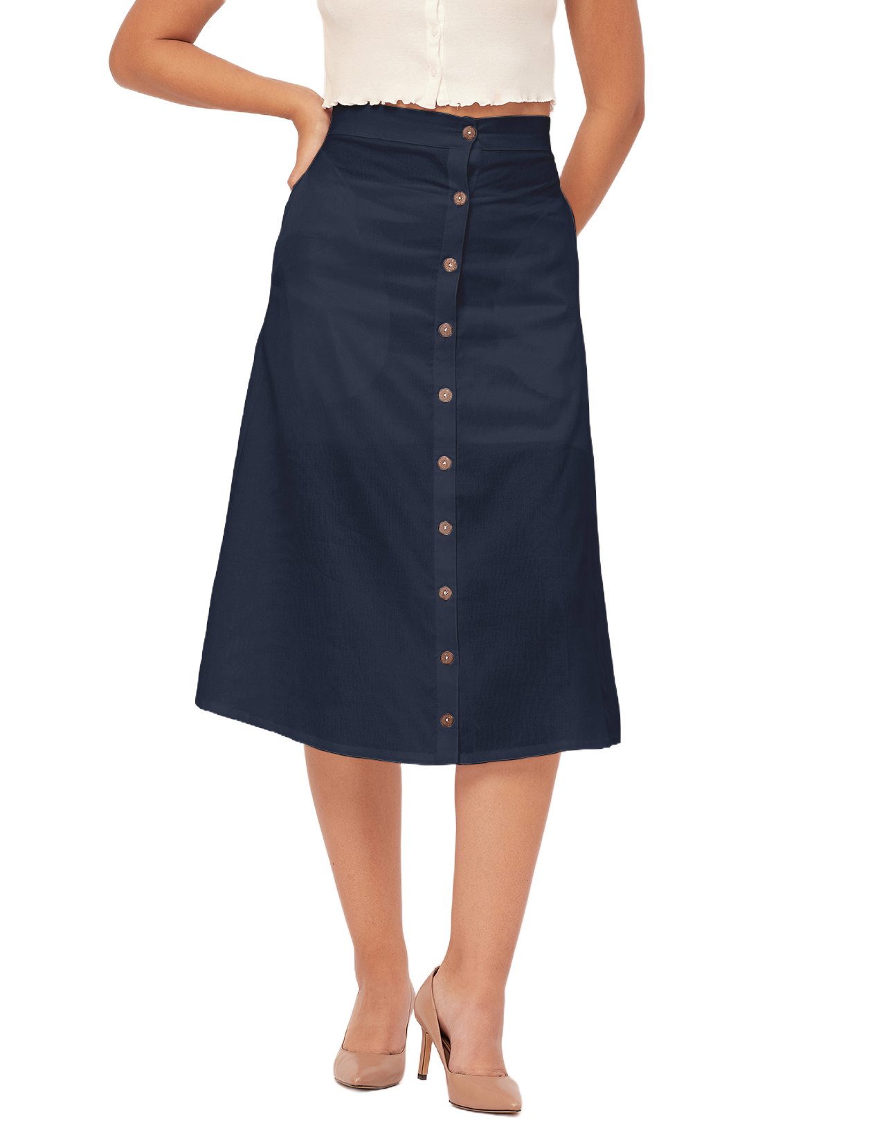 A-Line Skirt, Buttoned Midi