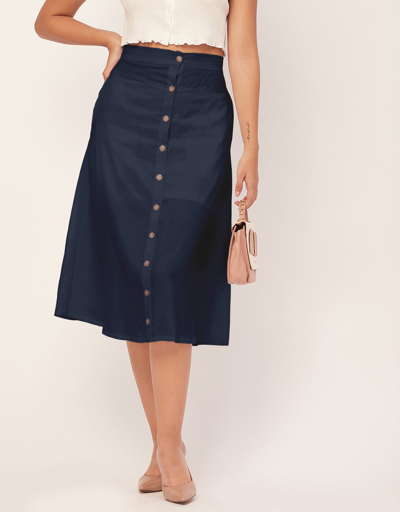A-Line Skirt, Buttoned Midi