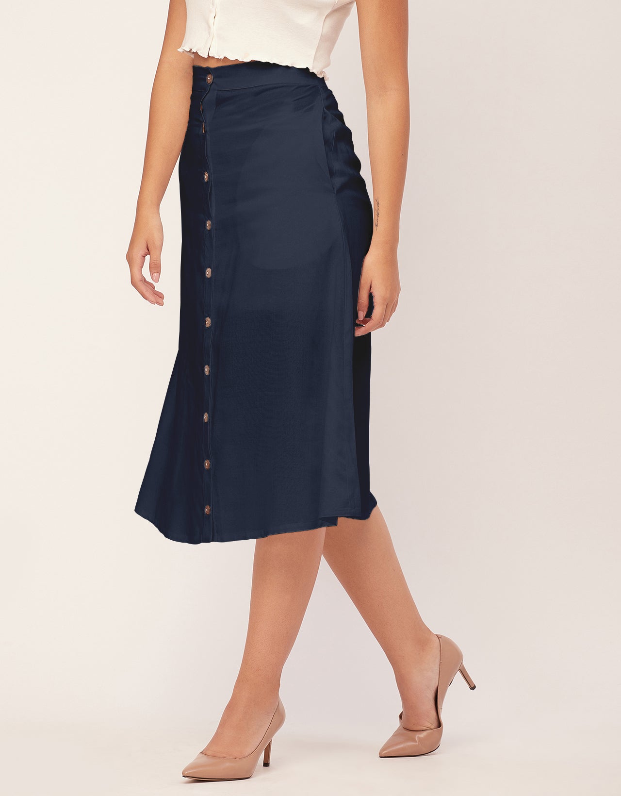 A-Line Skirt, Buttoned Midi
