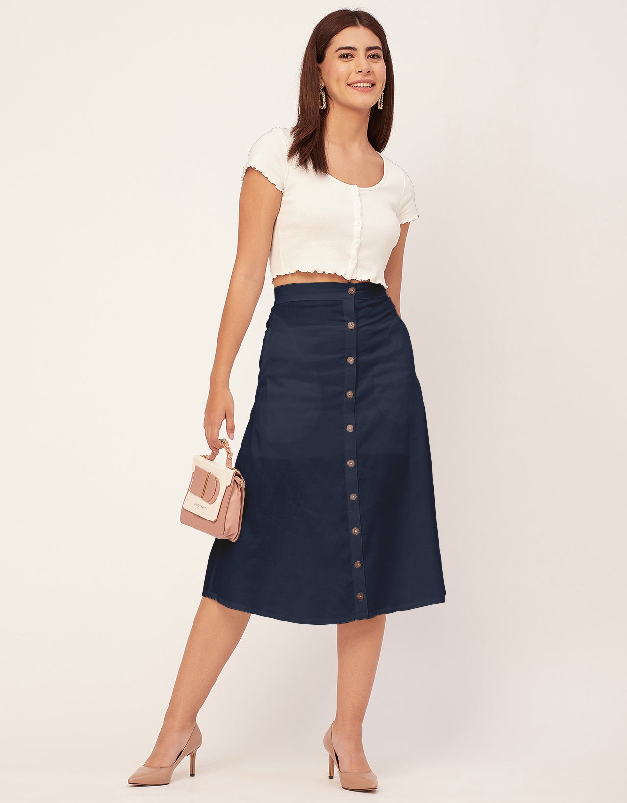 A-Line Skirt, Buttoned Midi
