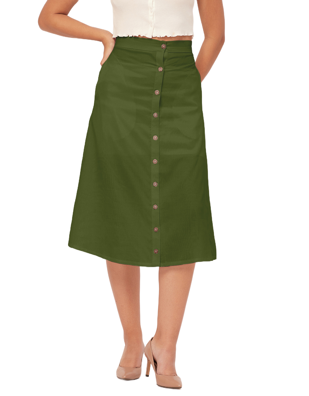 A-Line Skirt, Buttoned Midi