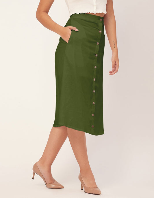 A-Line Skirt, Buttoned Midi