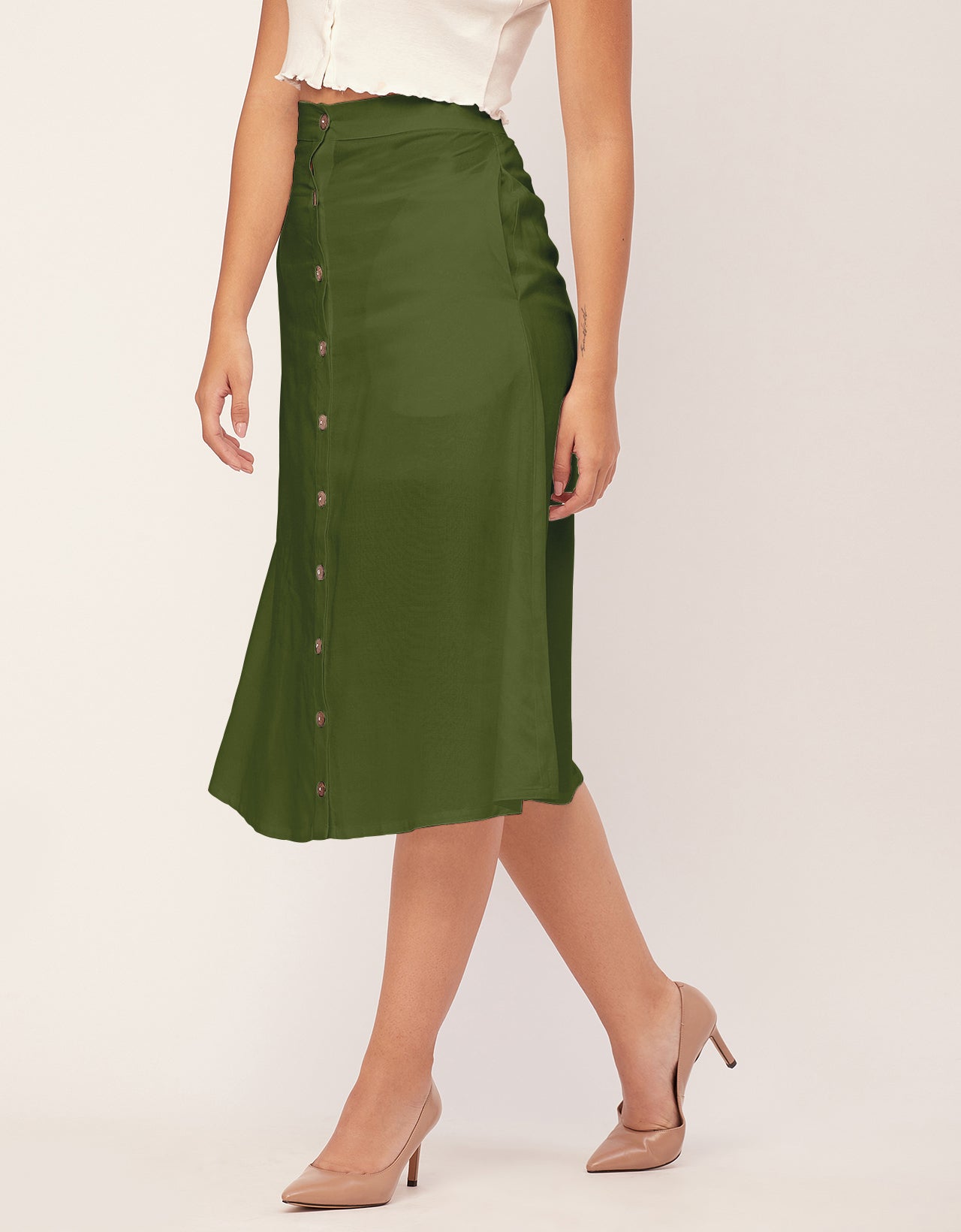 A-Line Skirt, Buttoned Midi