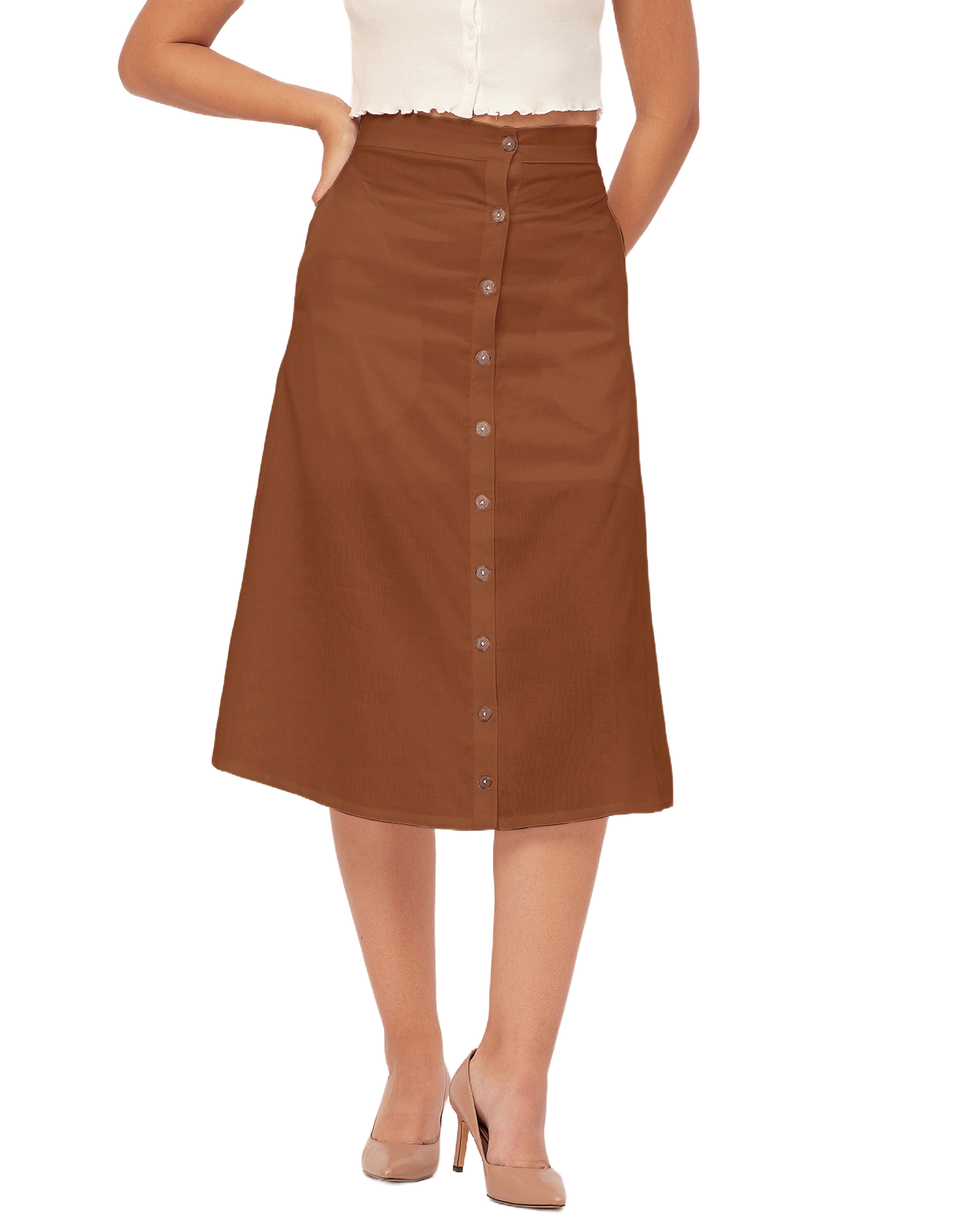 A-Line Skirt, Buttoned Midi