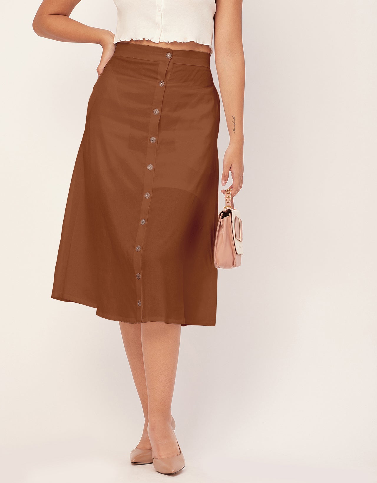 A-Line Skirt, Buttoned Midi