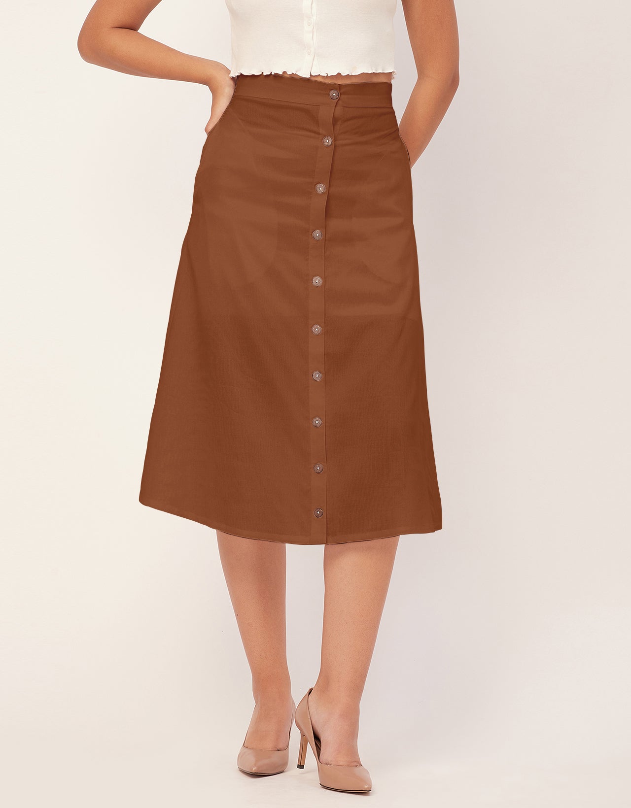 A-Line Skirt, Buttoned Midi