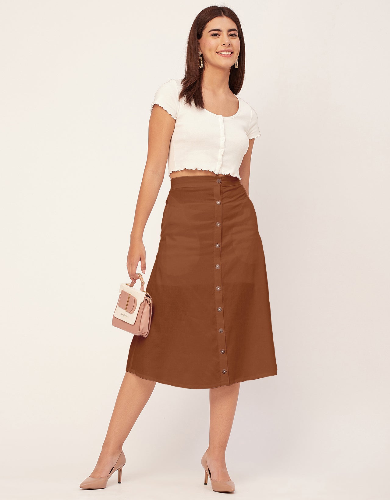 A-Line Skirt, Buttoned Midi