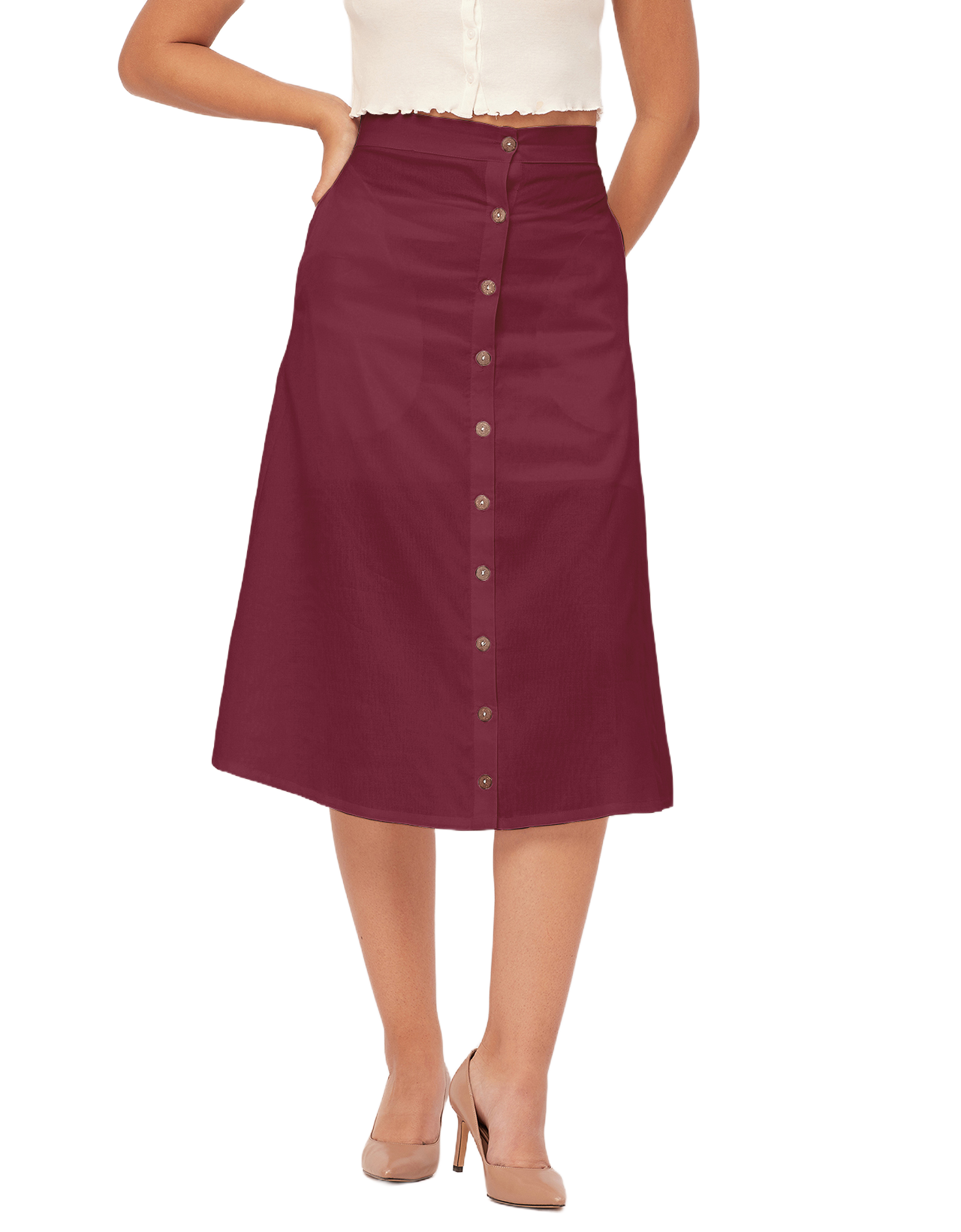 A-Line Skirt, Buttoned Midi