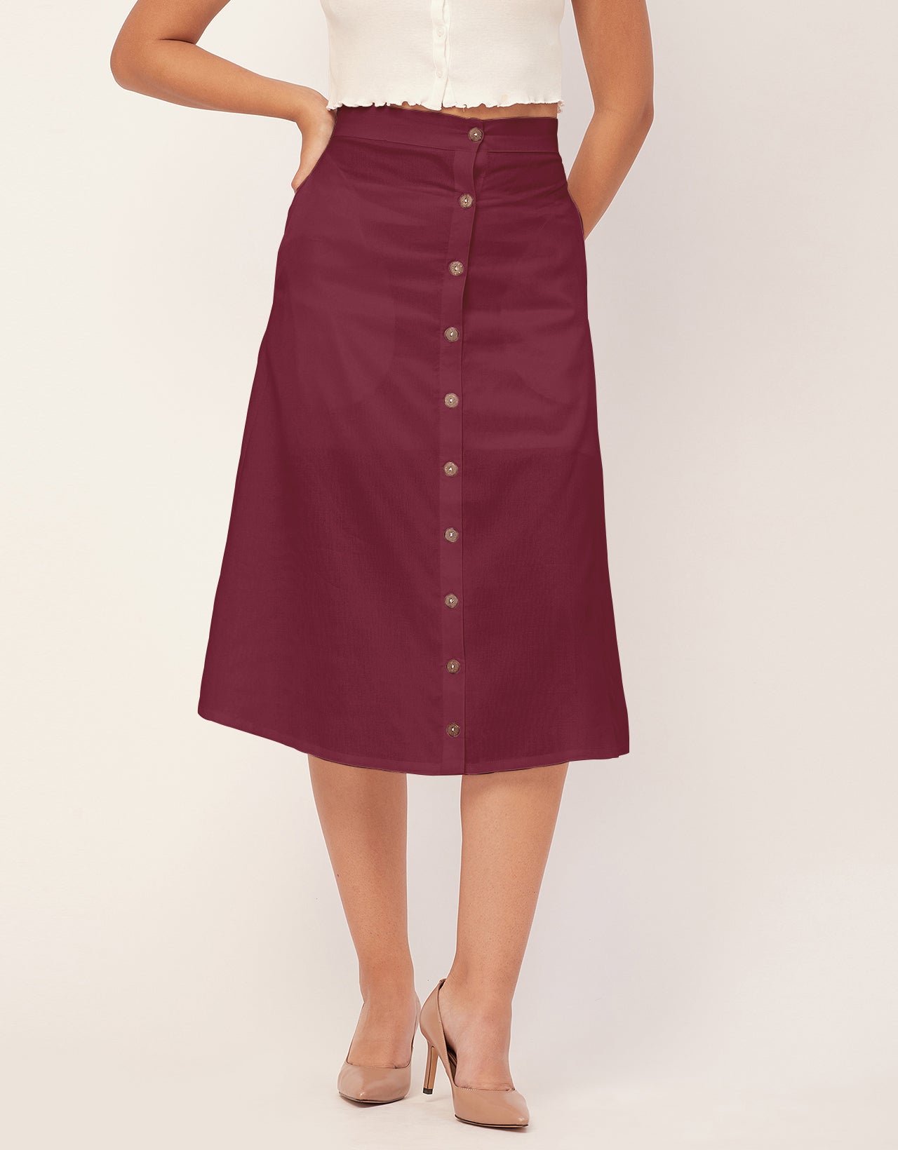 A-Line Skirt, Buttoned Midi