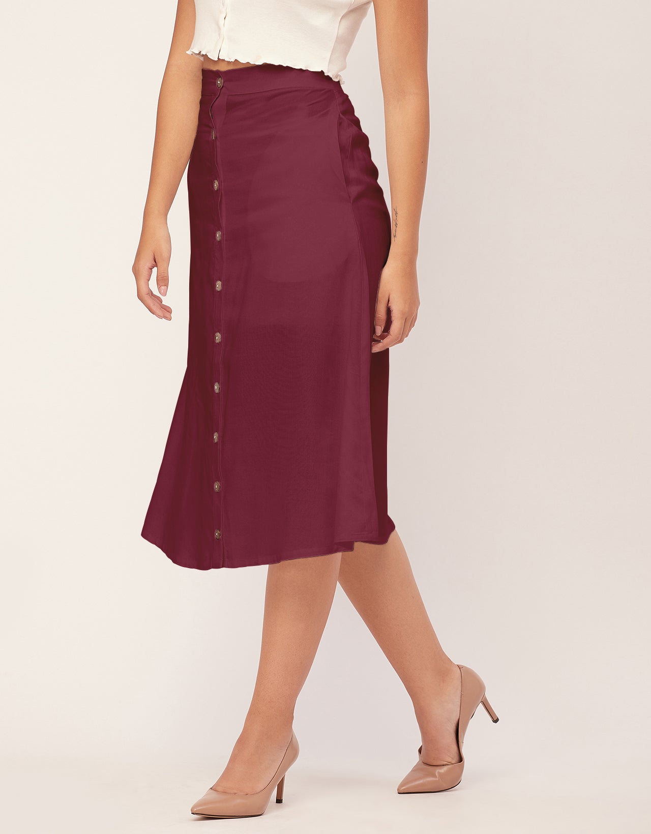A-Line Skirt, Buttoned Midi