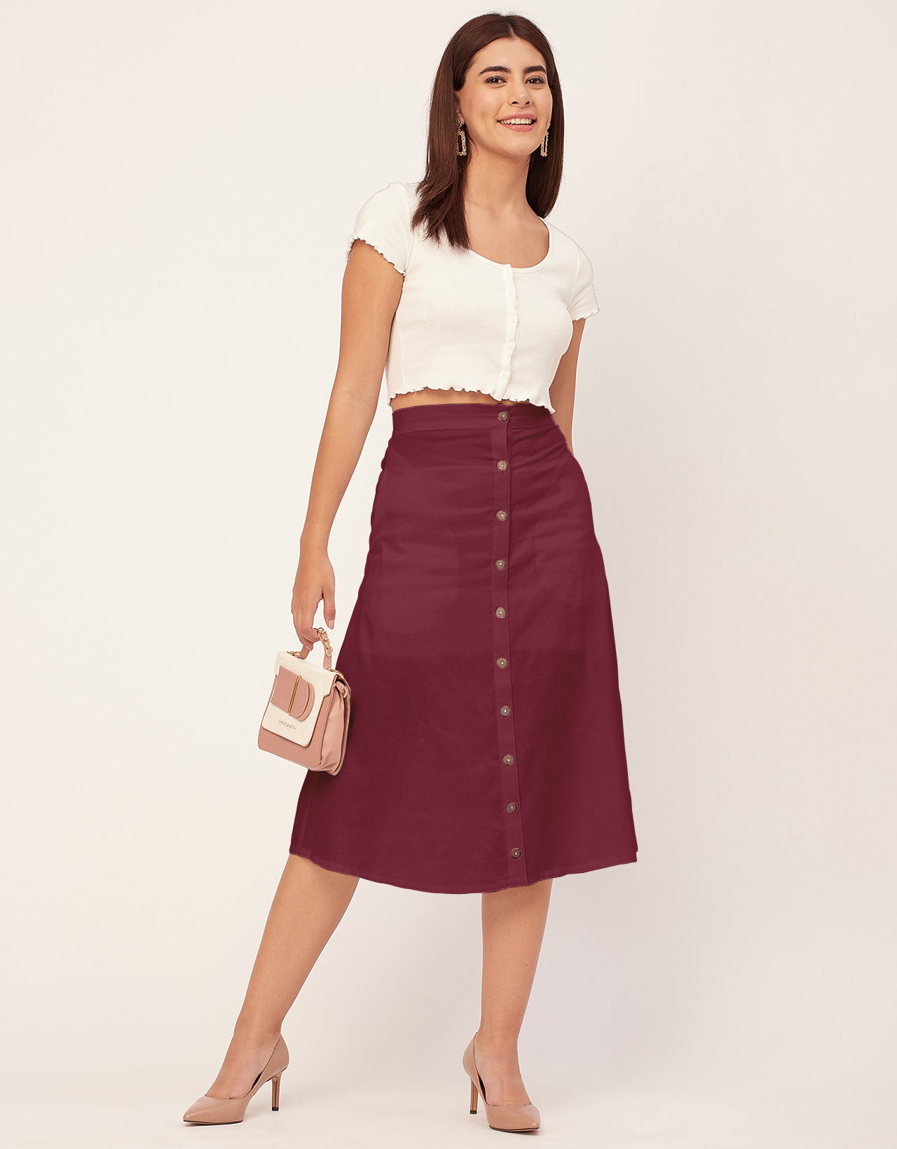 A-Line Skirt, Buttoned Midi