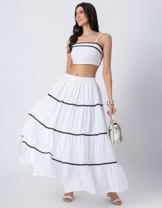 3-Tiered Maxi Skirt, Flowy Summer Women Long Skirt
