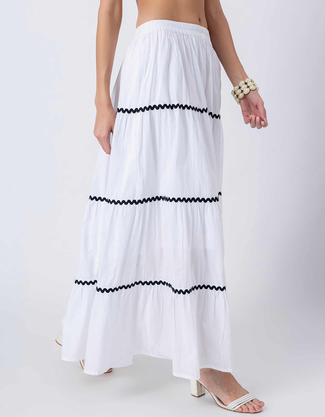 3-Tiered Maxi Skirt, Flowy Summer Women Long Skirt