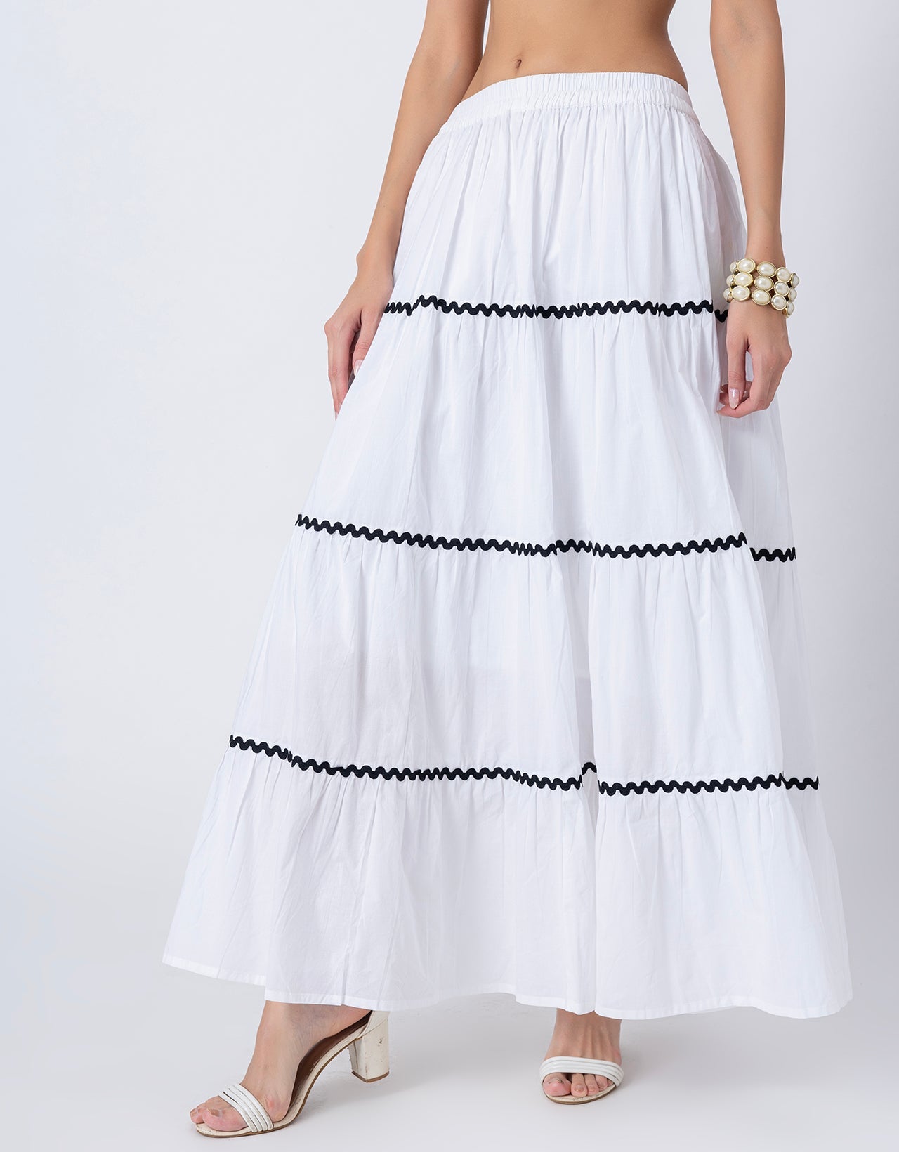 3-Tiered Maxi Skirt, Flowy Summer Women Long Skirt