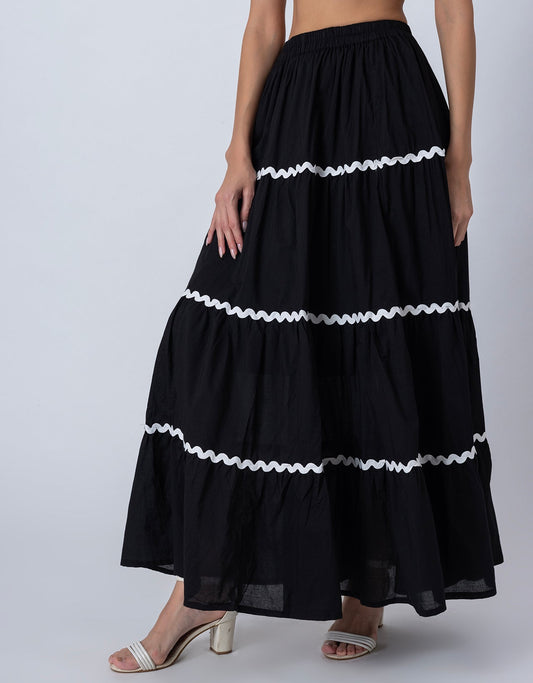 3-Tiered Maxi Skirt, Flowy Summer Women Long Skirt