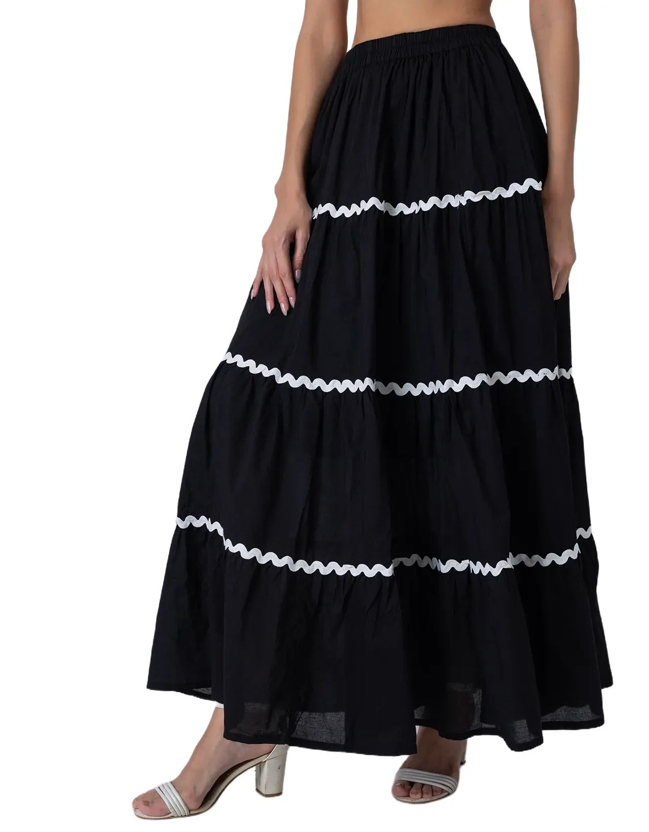 3-Tiered Maxi Skirt, Flowy Summer Women Long Skirt