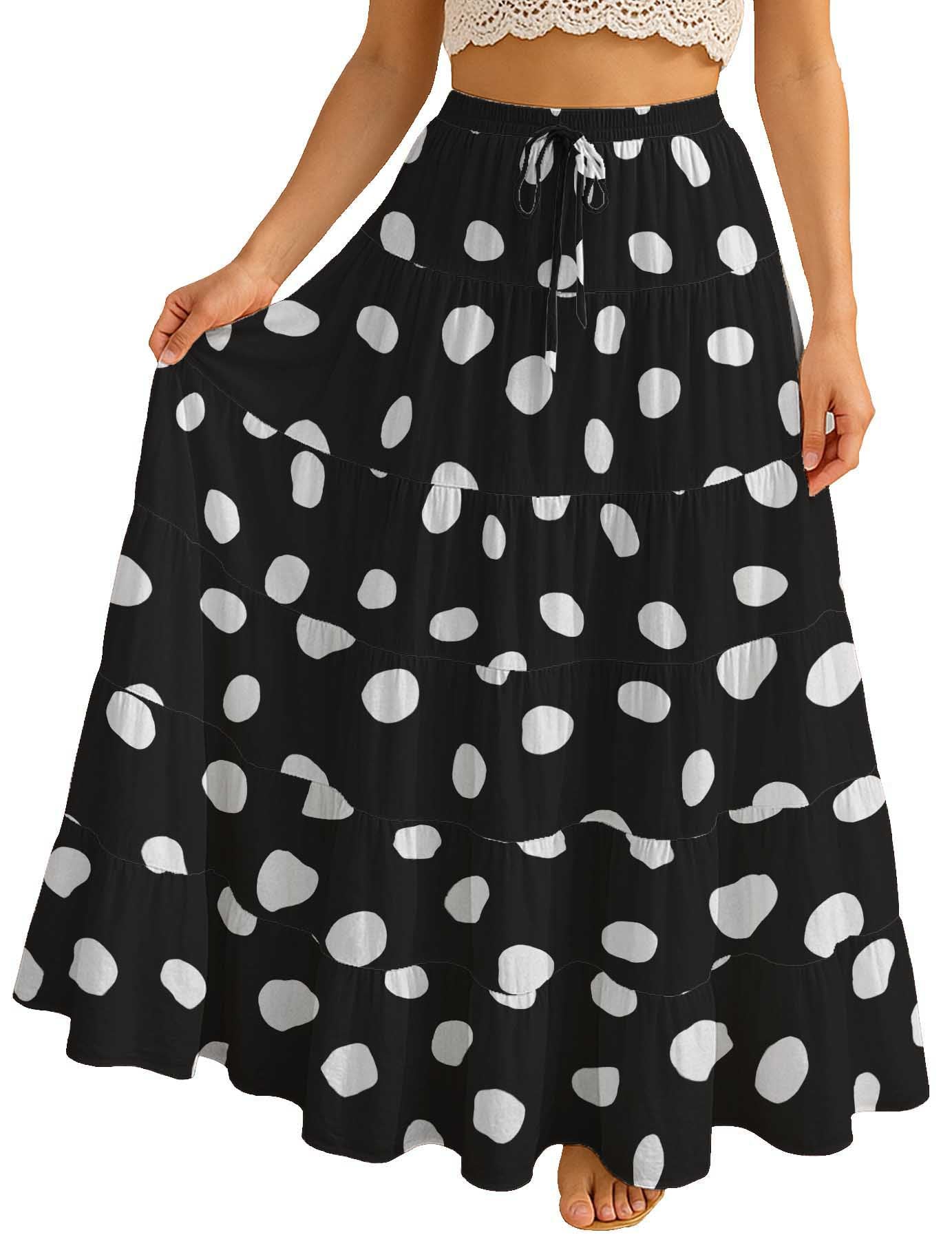 Women's Cotton Resort Skirt with Pockets | Tiered Maxi Summer Skirt