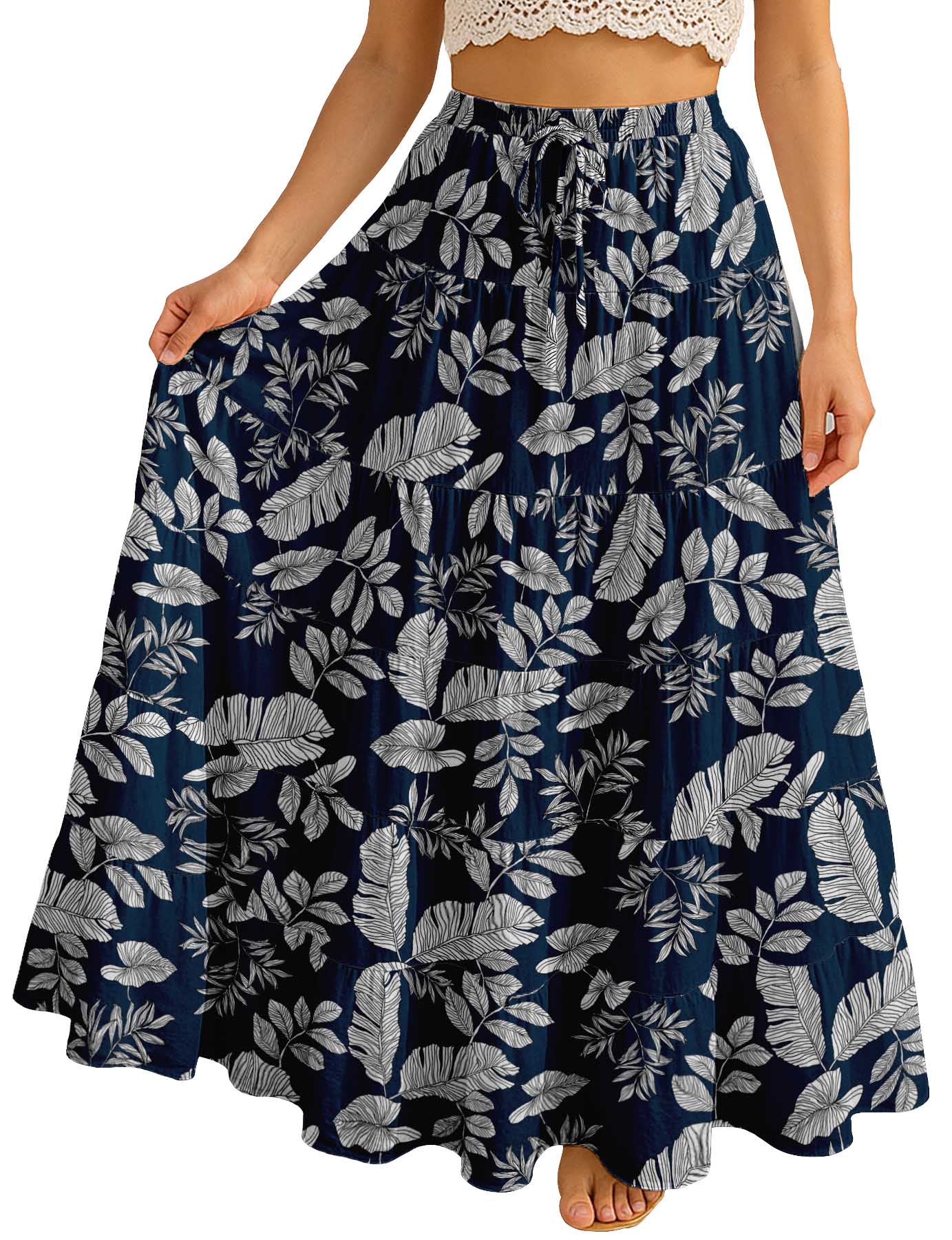Women's Cotton  Tiered Maxi Summer Skirt | 40-Inch Vacation Wear
