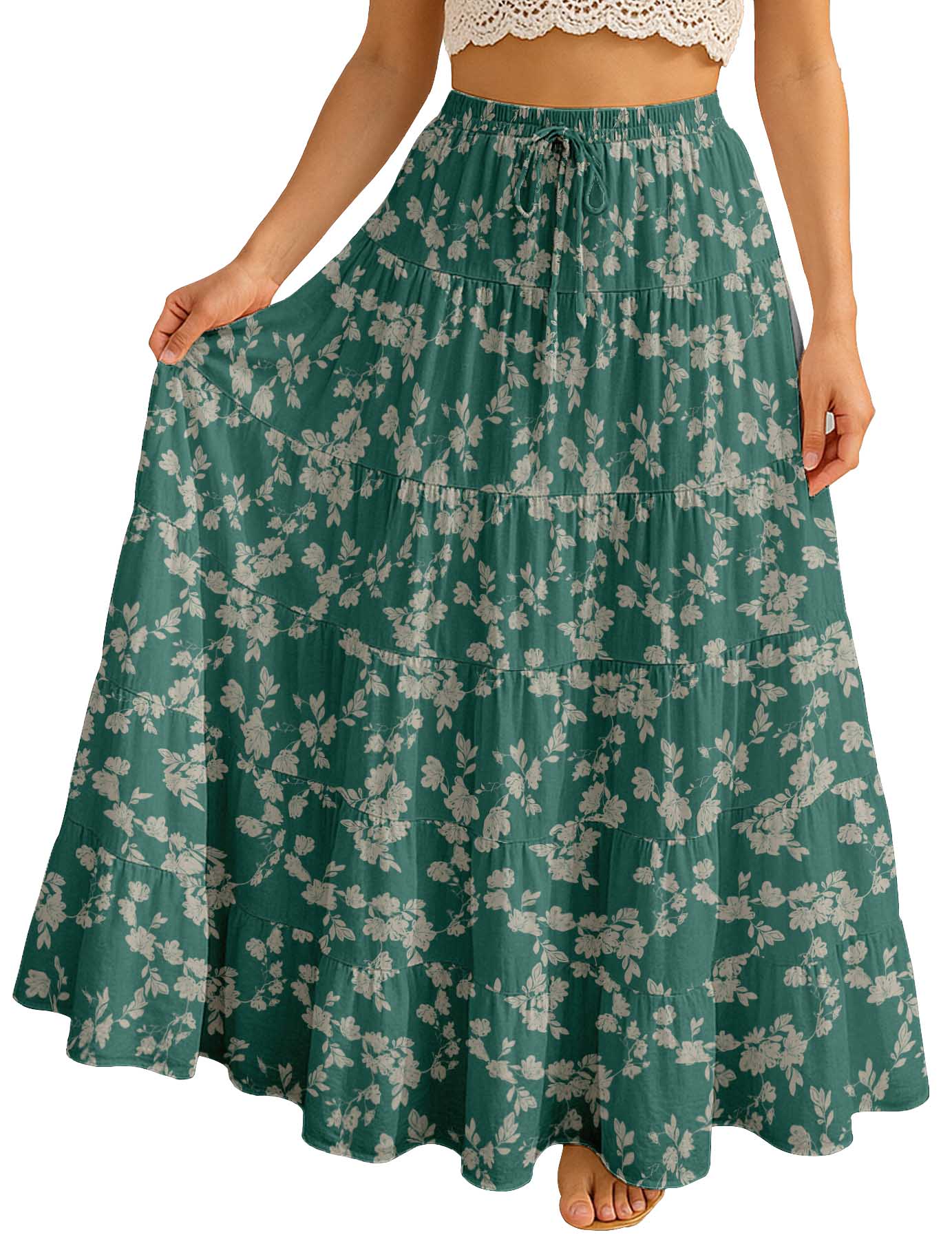 Women's Cotton  Tiered Maxi Summer Skirt | 40-Inch Vacation Wear