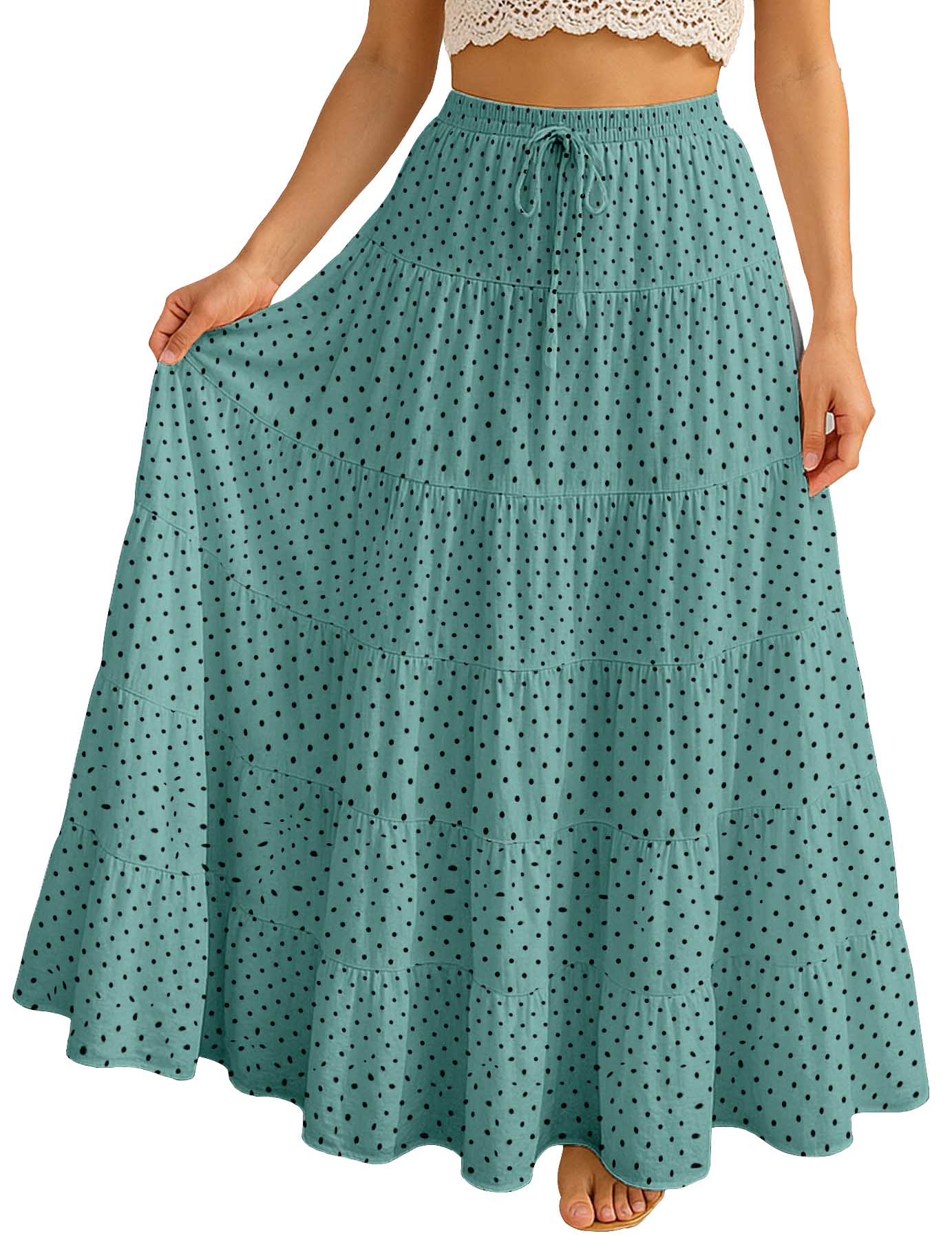 Women's Tiered Maxi Summer Skirt | 40-Inch Vacation Wear | Flowy Vacation Outfit