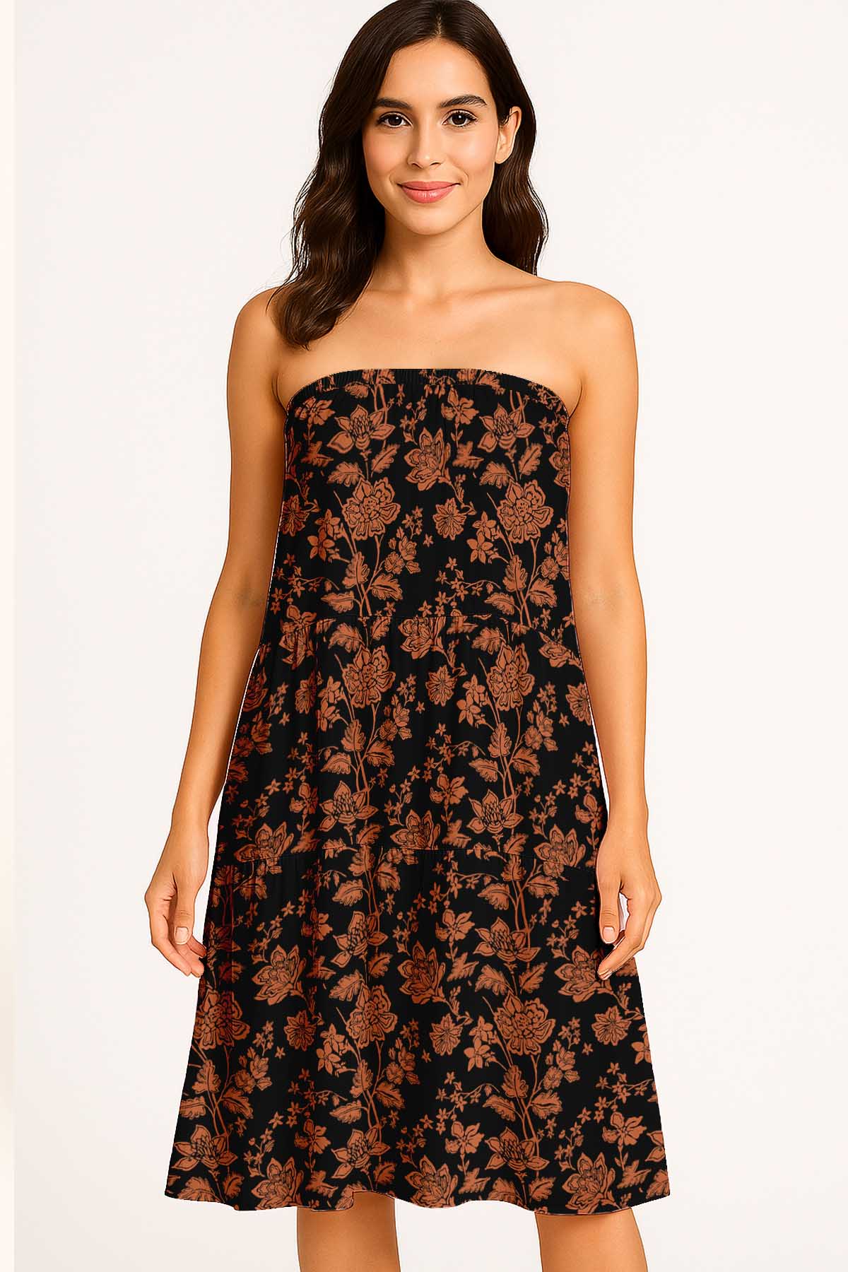 Women's Rayon Maxi Skirt with Pockets | Flowy Tiered Boho Skirt