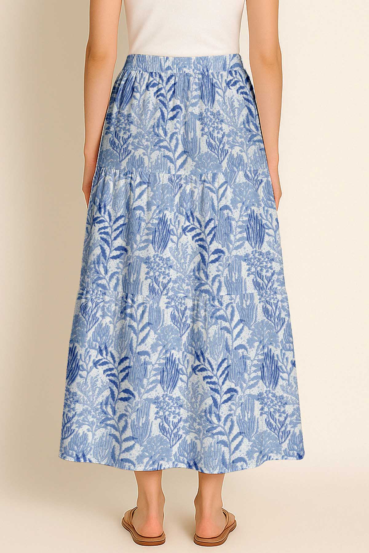 Women's Rayon Maxi Skirt with Pockets | Flowy Tiered Boho Skirt