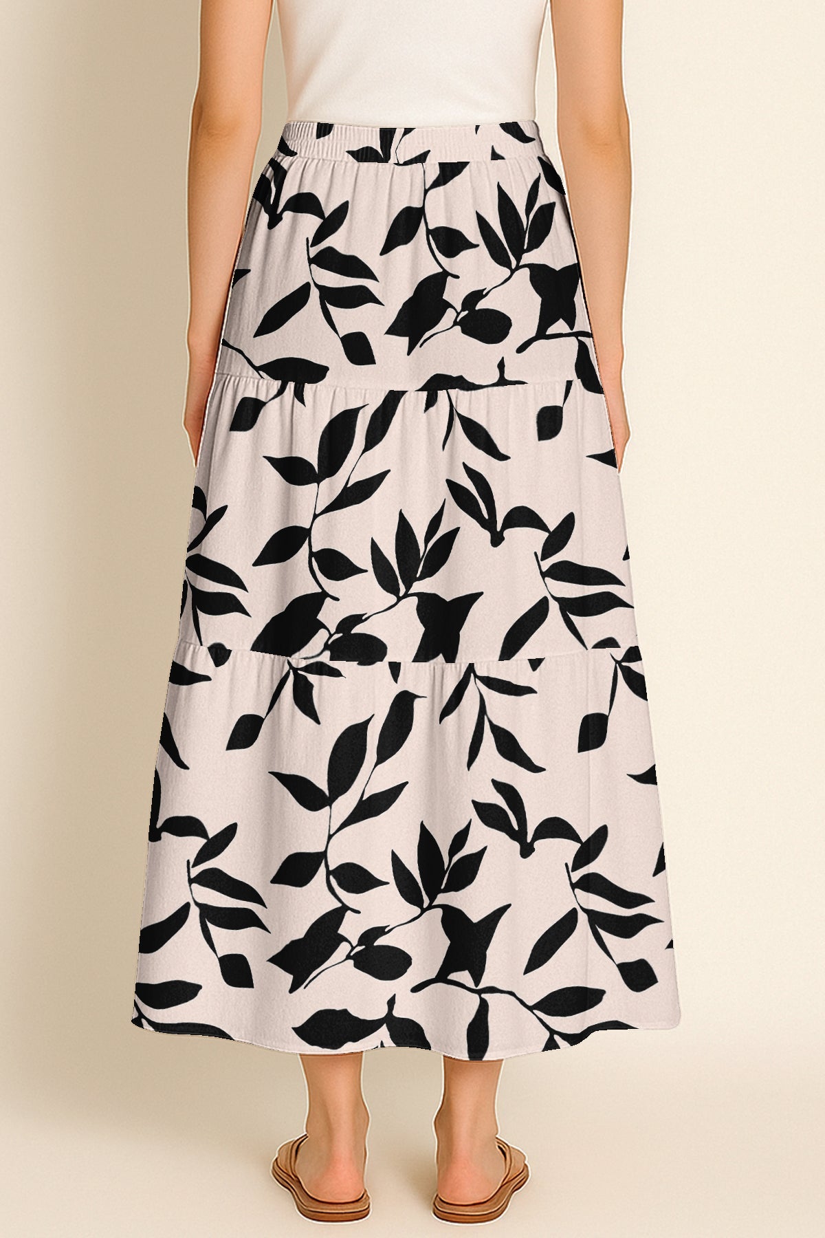 Women's Flowy Tiered Boho Skirt | Elastic Waist Resort Wear | Summer & Travel Outfit