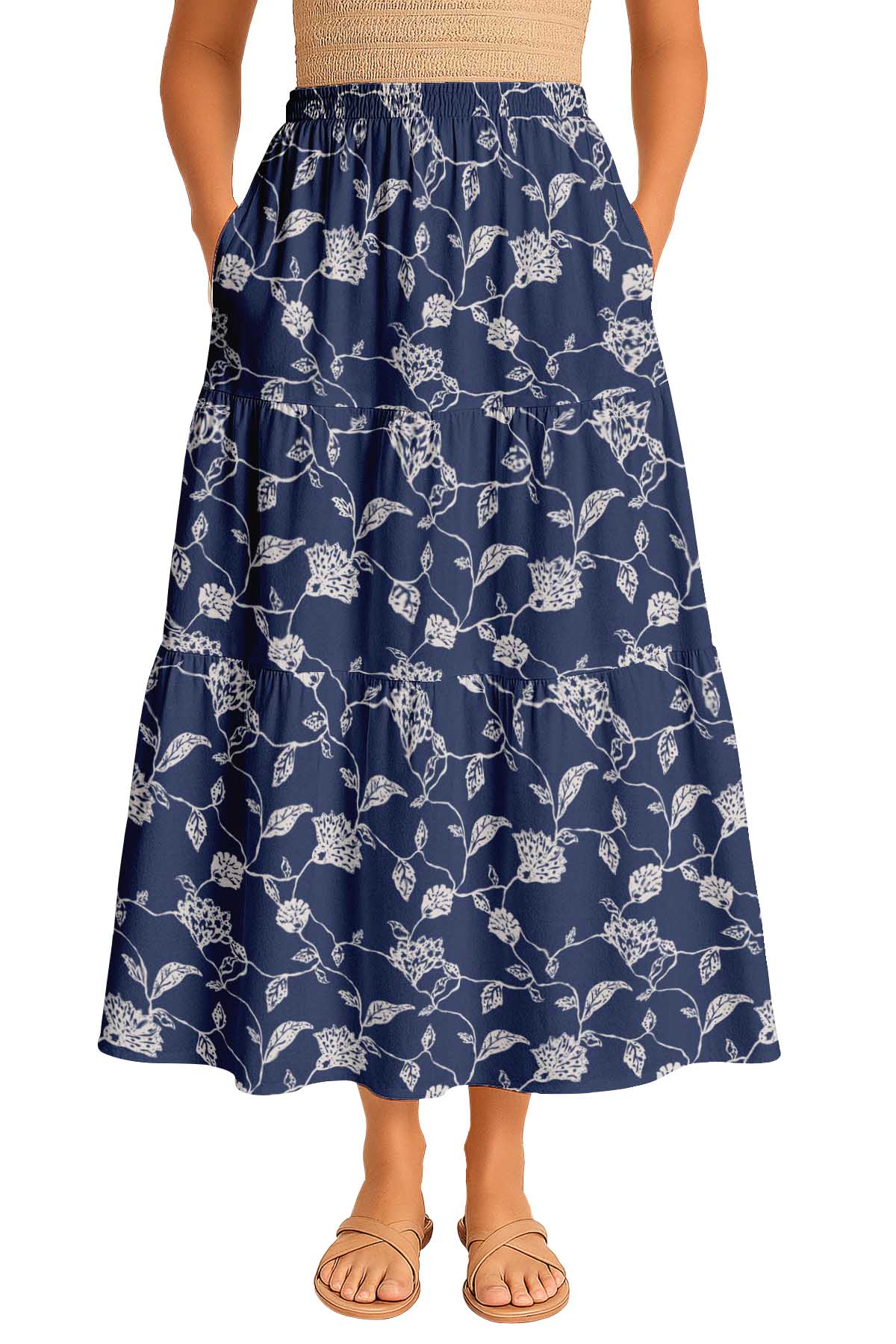 Women's Flowy Tiered Boho Skirt | Elastic Waist Resort Wear | Summer & Travel Outfit