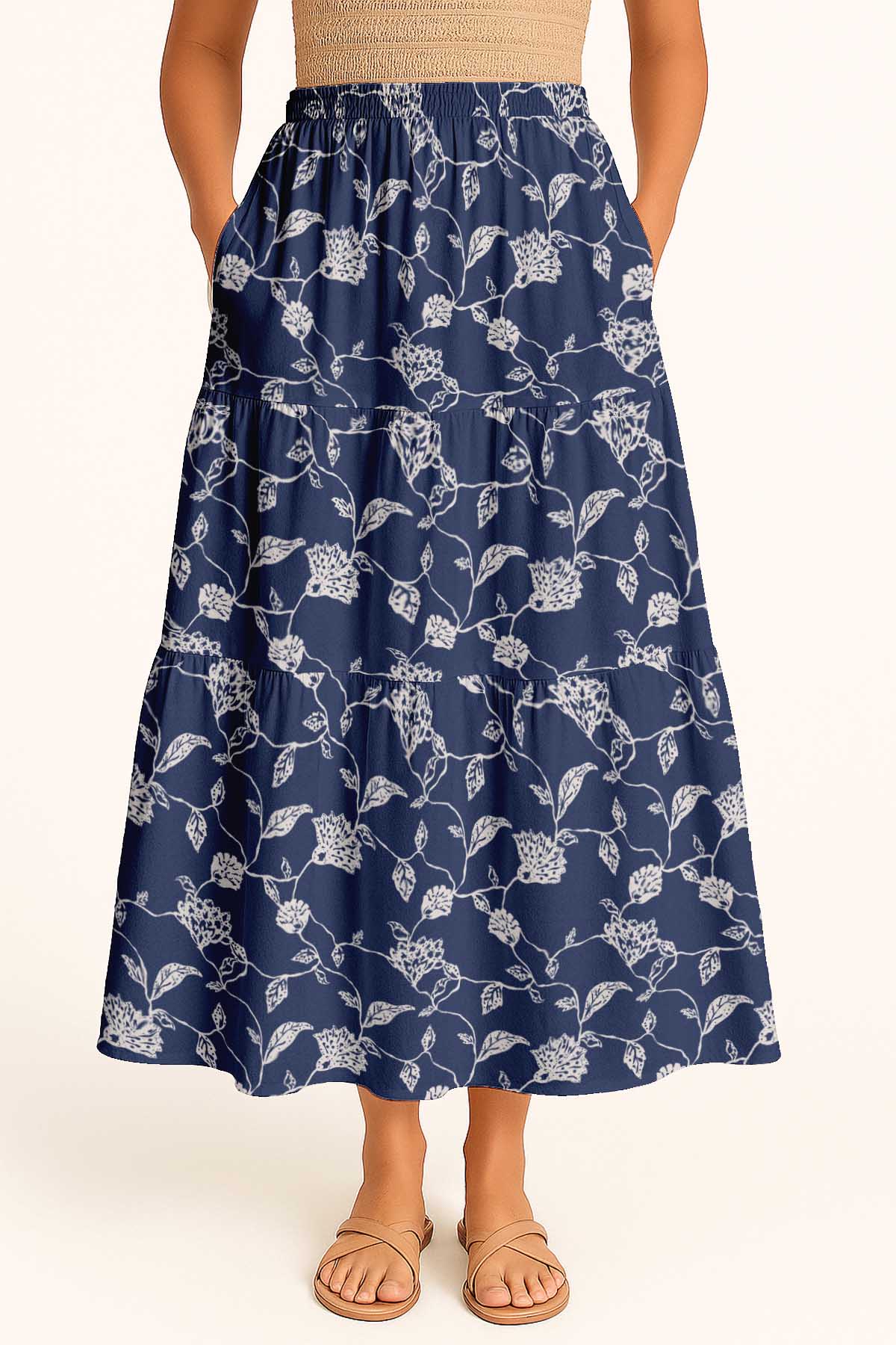 Women's Flowy Tiered Boho Skirt | Elastic Waist Resort Wear | Summer & Travel Outfit