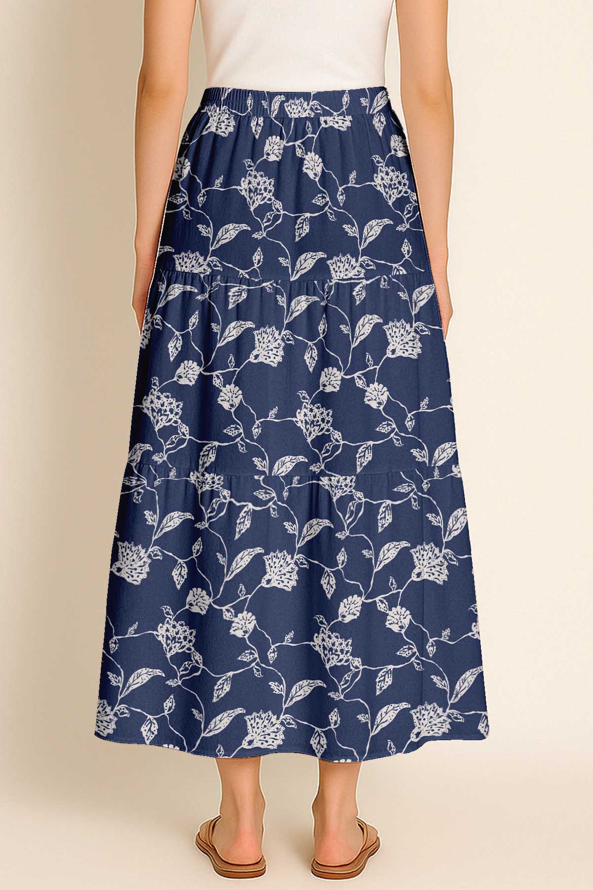 Women's Flowy Tiered Boho Skirt | Elastic Waist Resort Wear | Summer & Travel Outfit