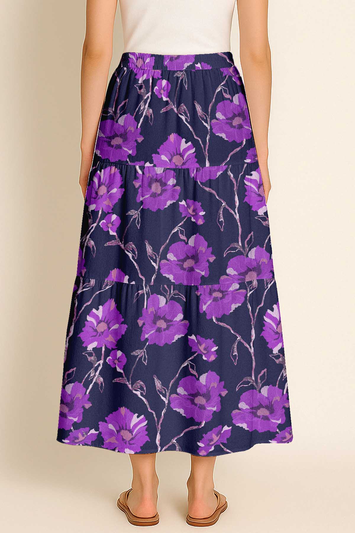 Women's Flowy Tiered Boho Skirt | Elastic Waist Resort Wear | Summer & Travel Outfit