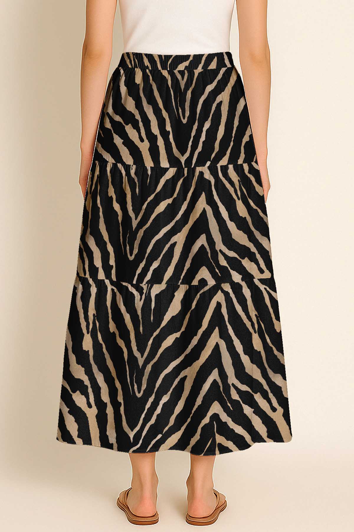 Women's Rayon Maxi Skirt with Pockets | Flowy Tiered Boho Skirt