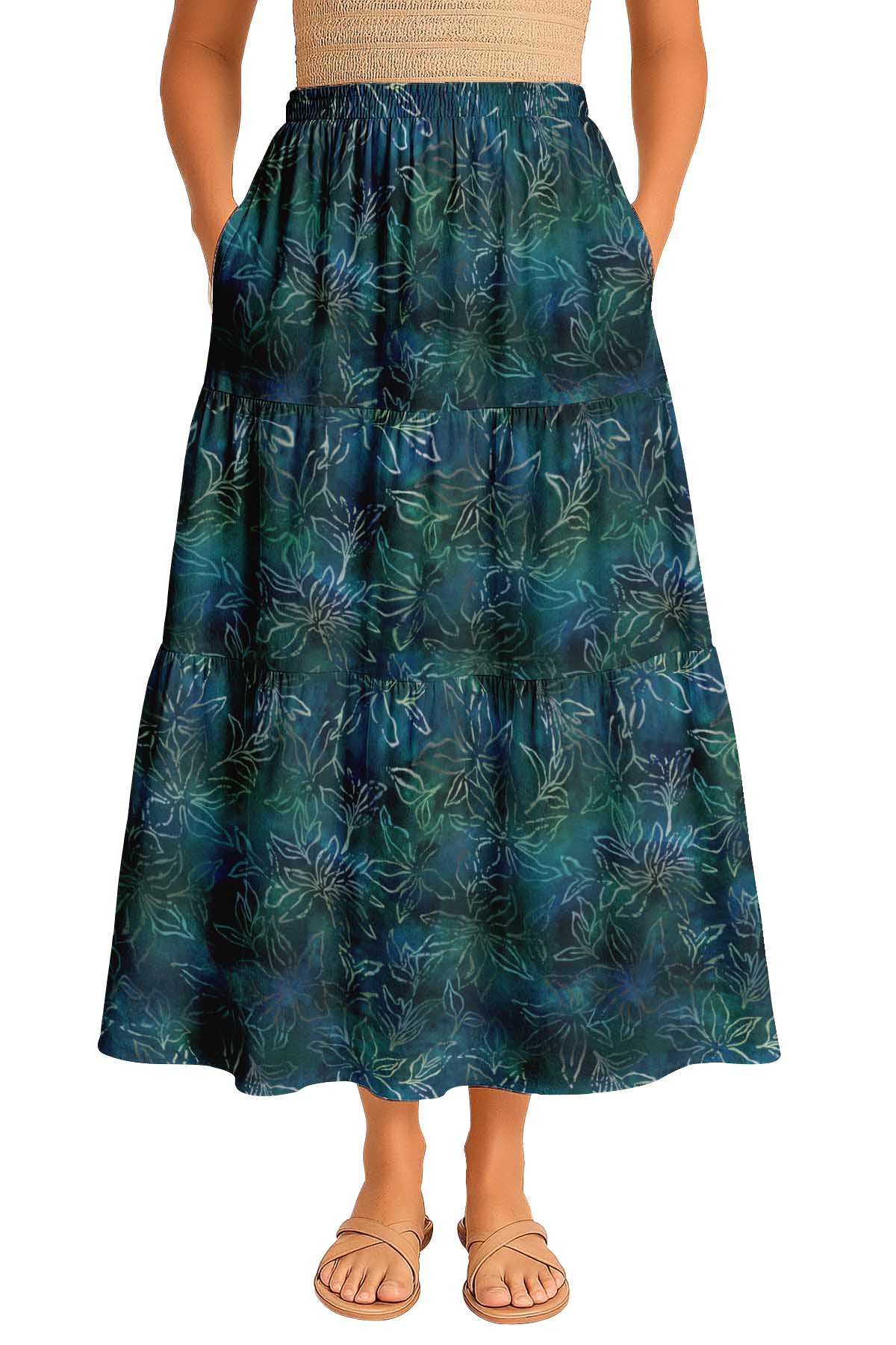 Women's Flowy Tiered Boho Skirt | Elastic Waist Resort Wear | Summer & Travel Outfit