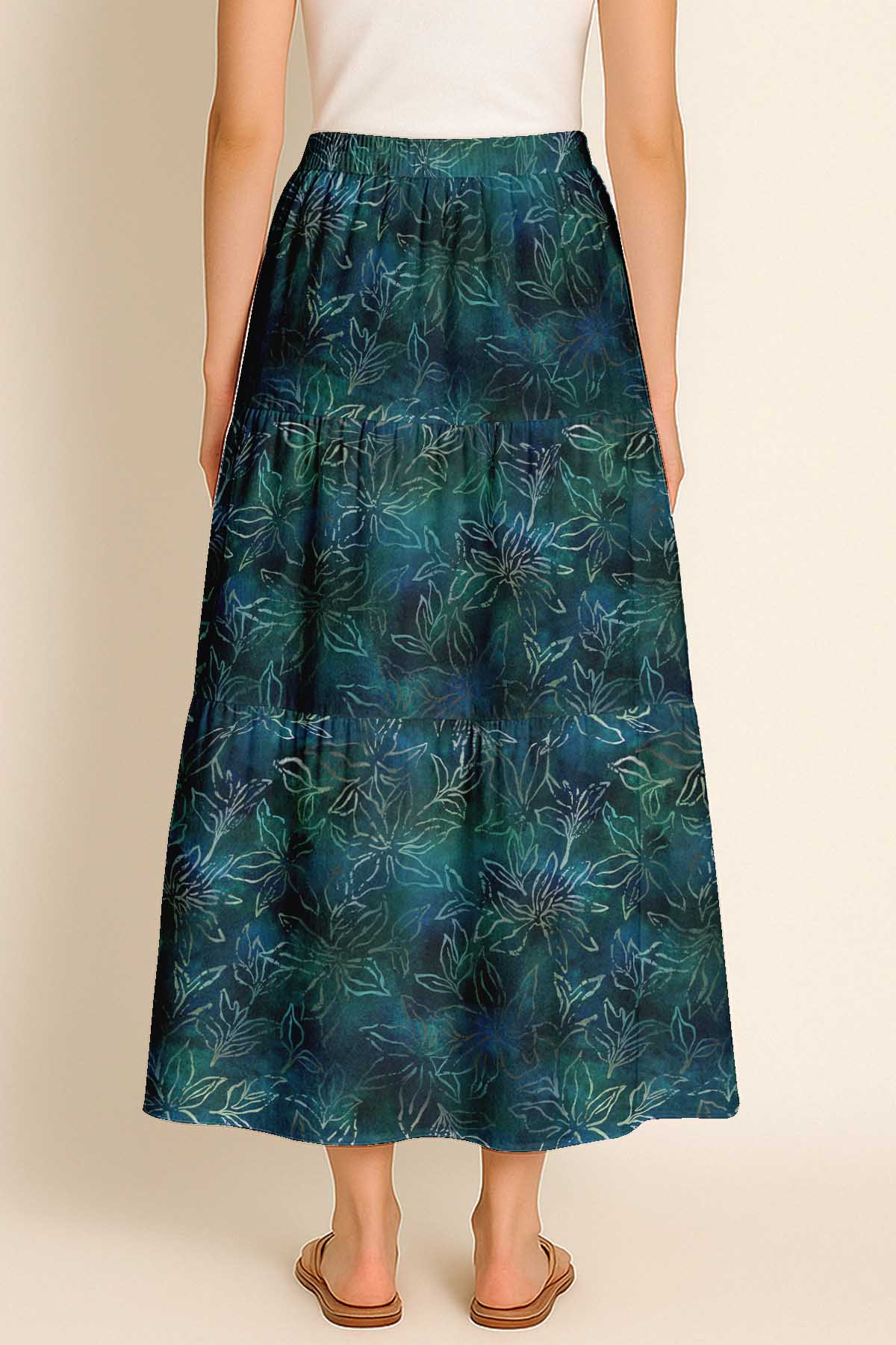 Women's Flowy Tiered Boho Skirt | Elastic Waist Resort Wear | Summer & Travel Outfit