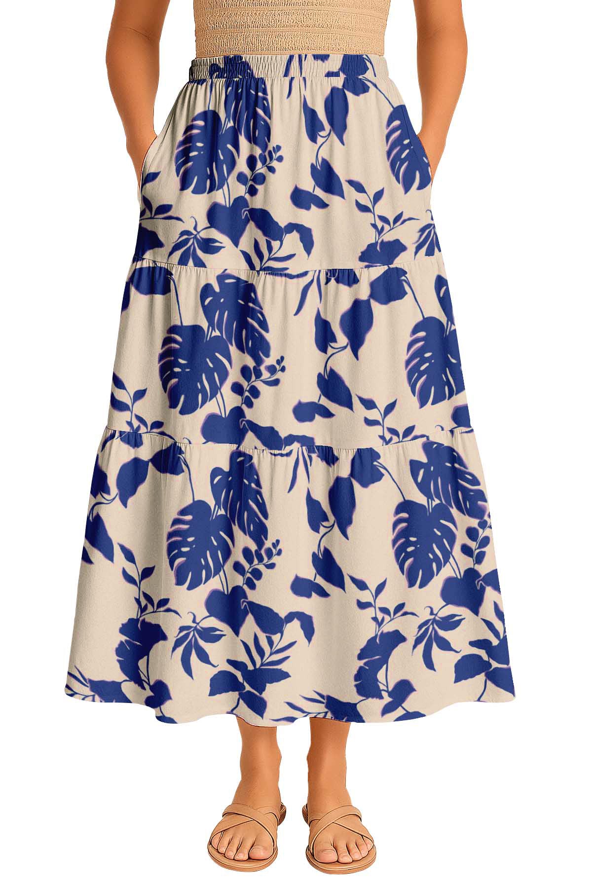 Women's Flowy Tiered Boho Skirt | Elastic Waist Resort Wear | Summer & Travel Outfit