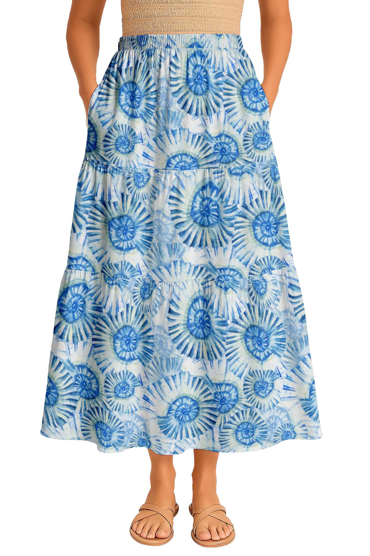 Women's Flowy Tiered Boho Skirt | Elastic Waist Resort Wear | Summer & Travel Outfit