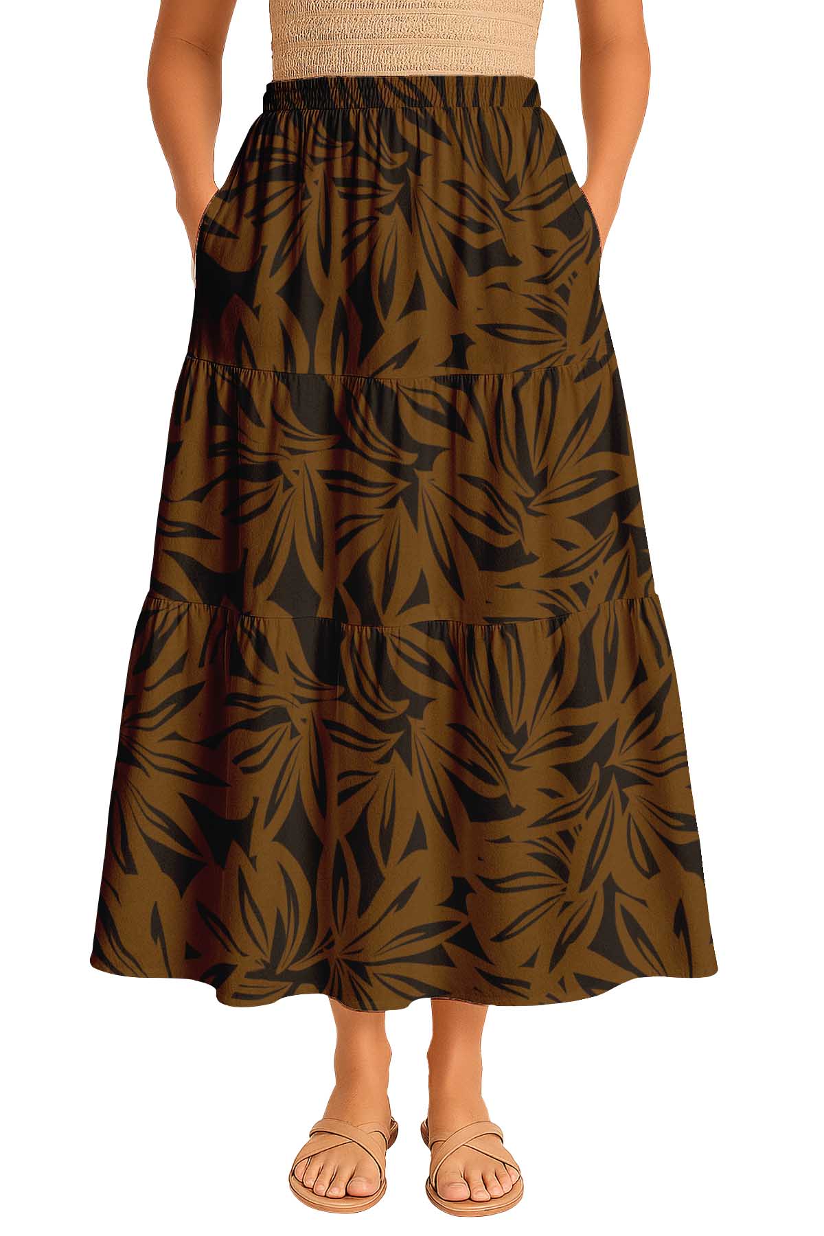 Flowy Tiered Boho Skirt | Women's Maxi Skirt with Pockets Summer & Travel Outfit