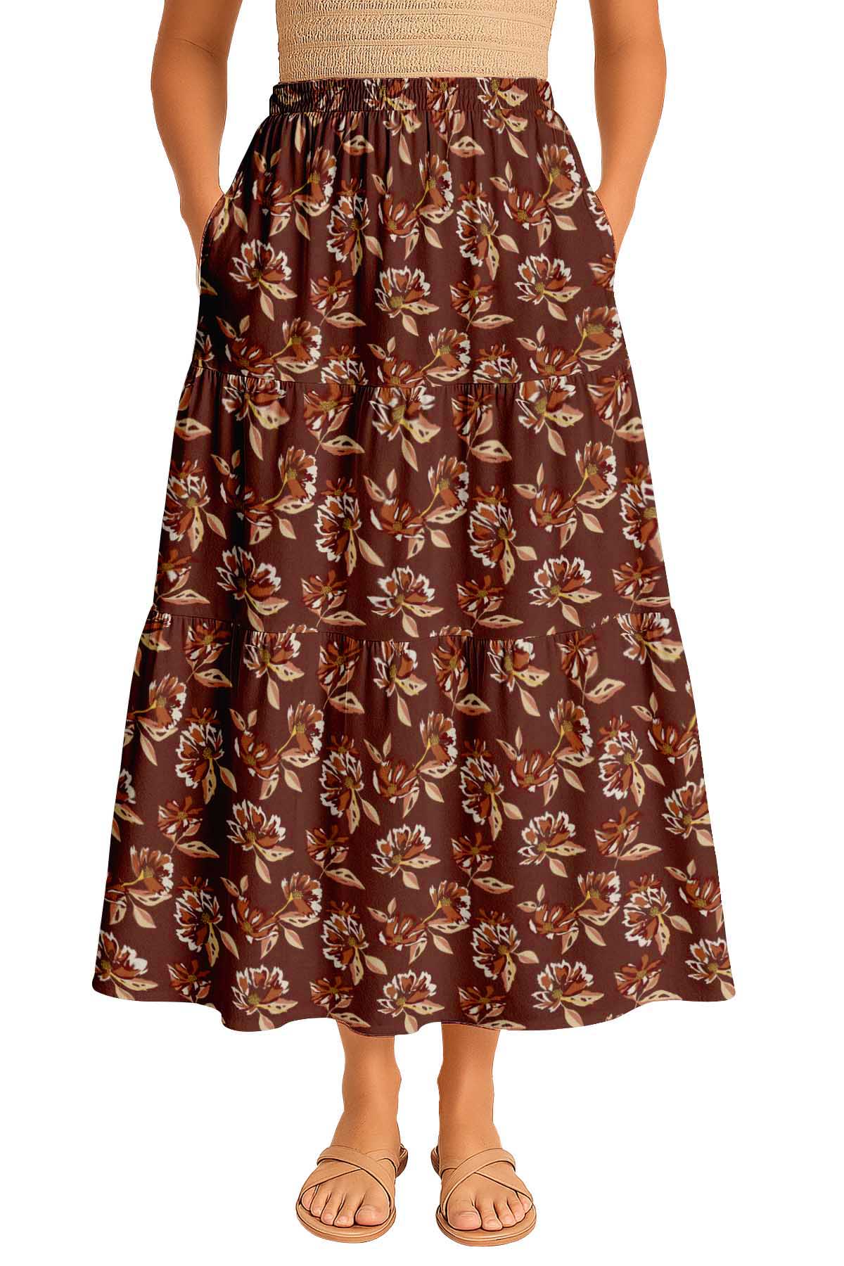 Women's Flowy Tiered Boho Skirt | Elastic Waist Resort Wear | Summer & Travel Outfit