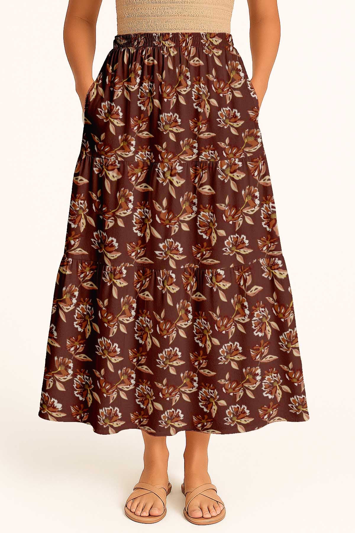 Women's Flowy Tiered Boho Skirt | Elastic Waist Resort Wear | Summer & Travel Outfit