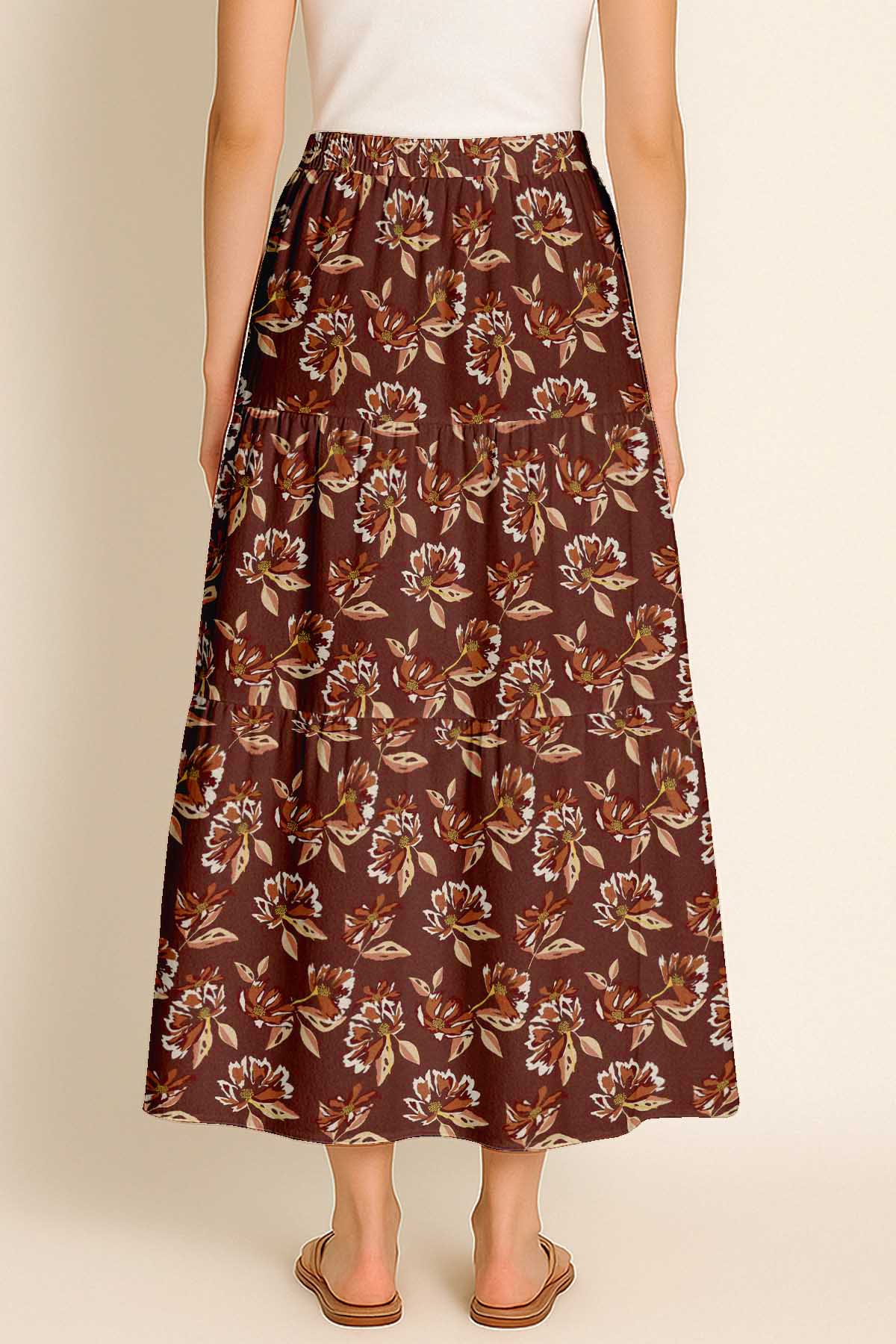 Women's Flowy Tiered Boho Skirt | Elastic Waist Resort Wear | Summer & Travel Outfit