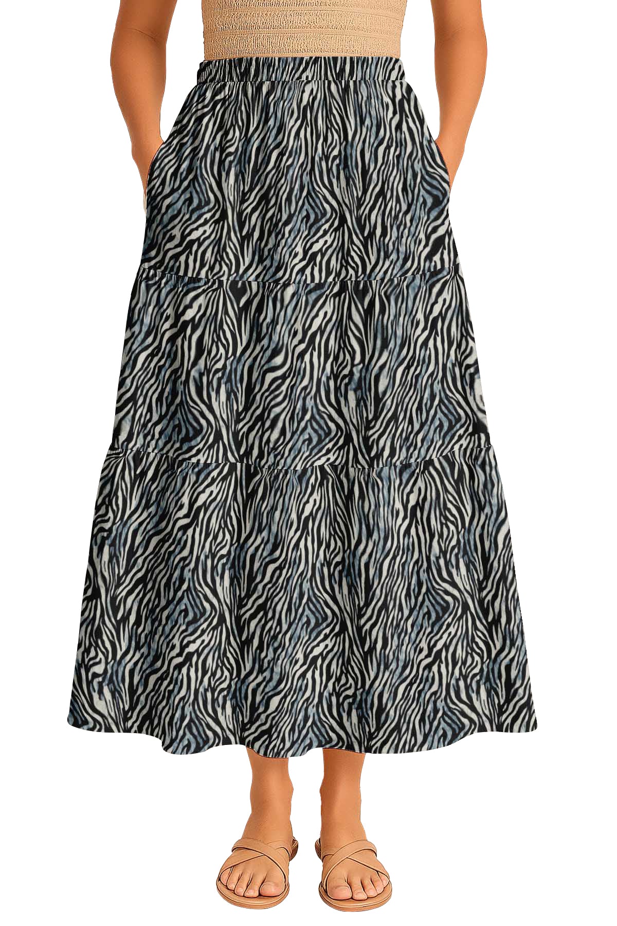 Flowy Tiered Boho Skirt | Women's Maxi Skirt with Pockets Summer & Travel Outfit