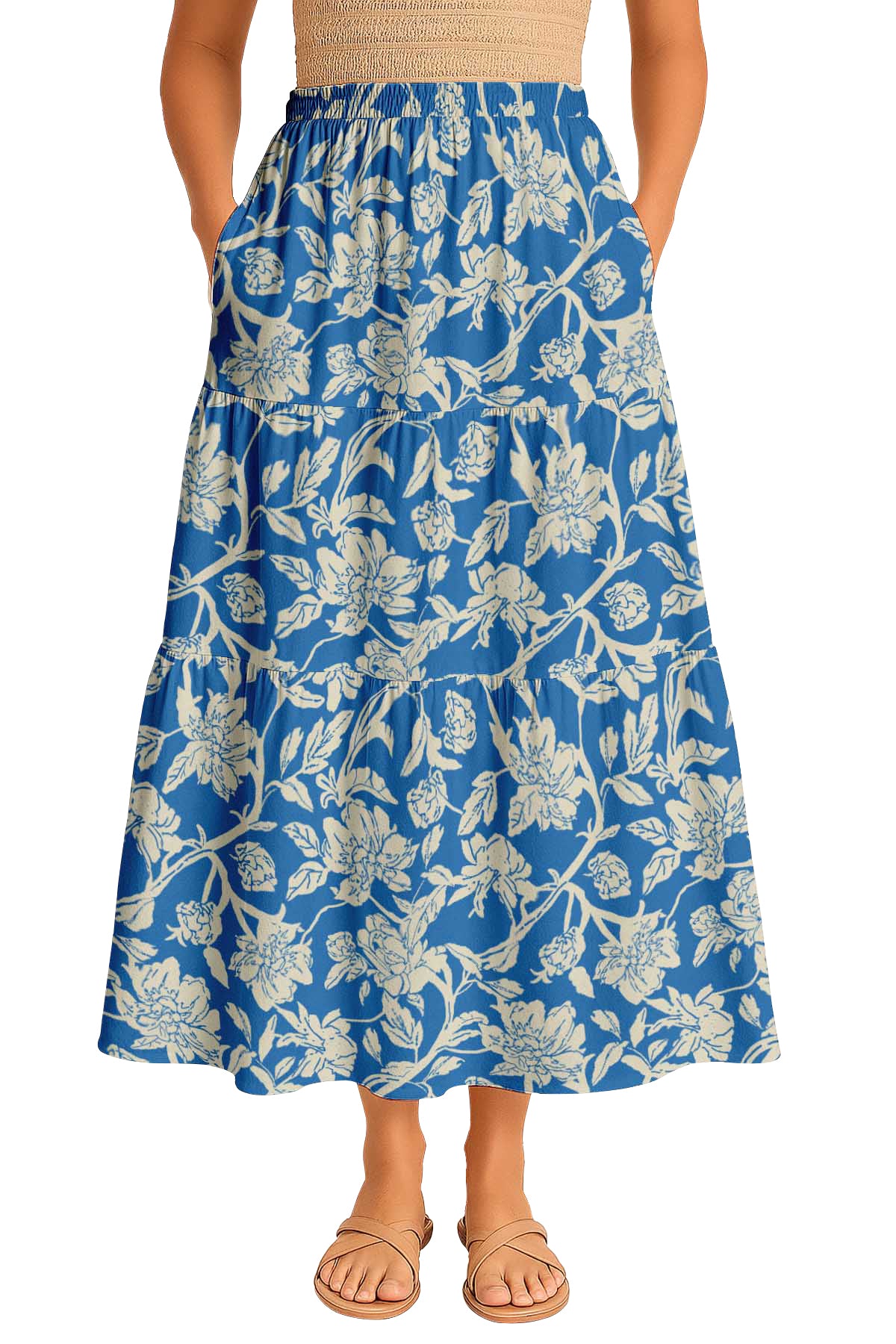 Flowy Tiered Boho Skirt | Women's Maxi Skirt with Pockets Summer & Travel Outfit